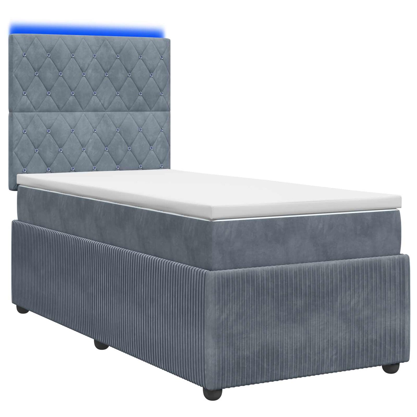 LED Boxspring Bed met Matras Donkergrijs 90 x 190 cm Fluweel