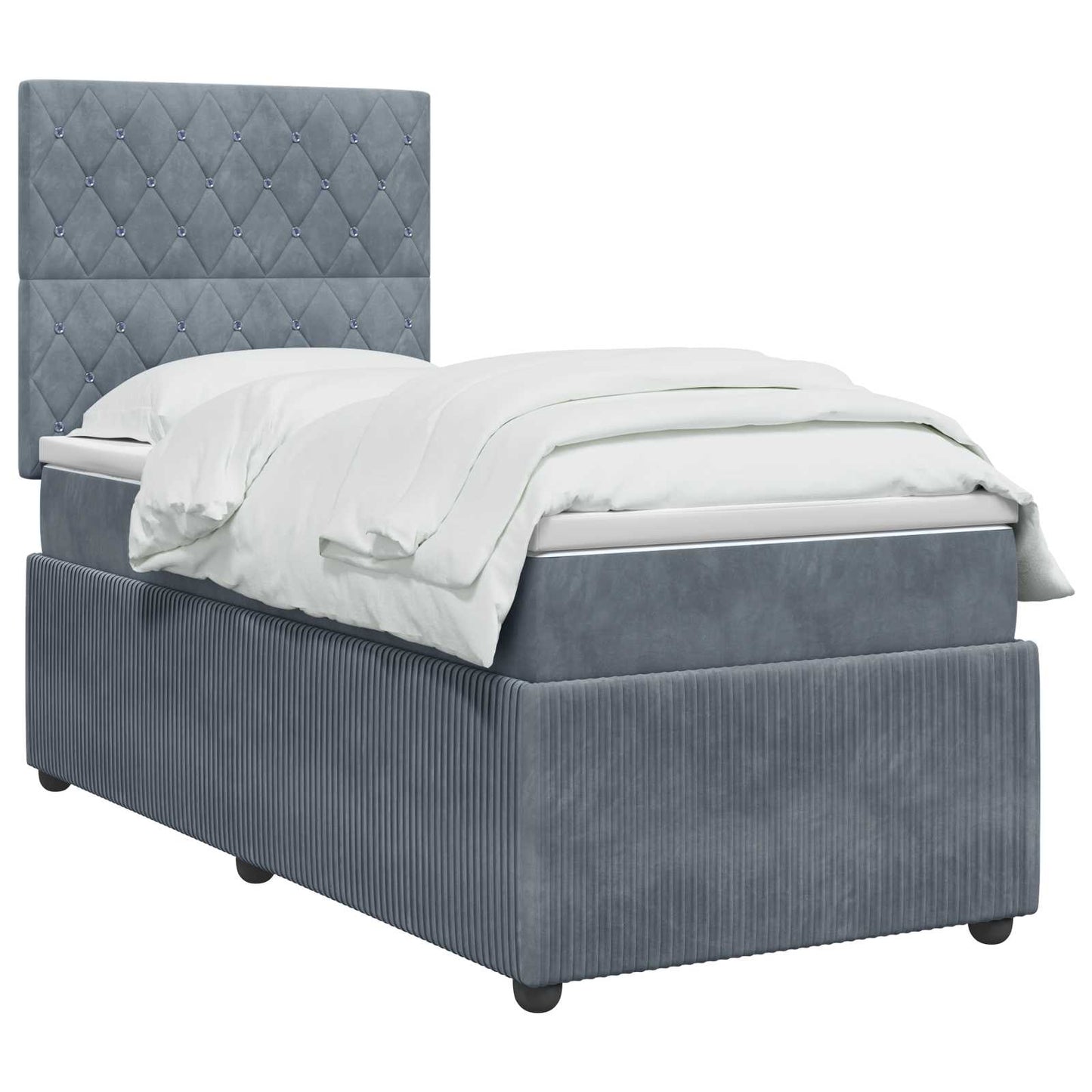 LED Boxspring Bed met Matras Donkergrijs 90 x 190 cm Fluweel