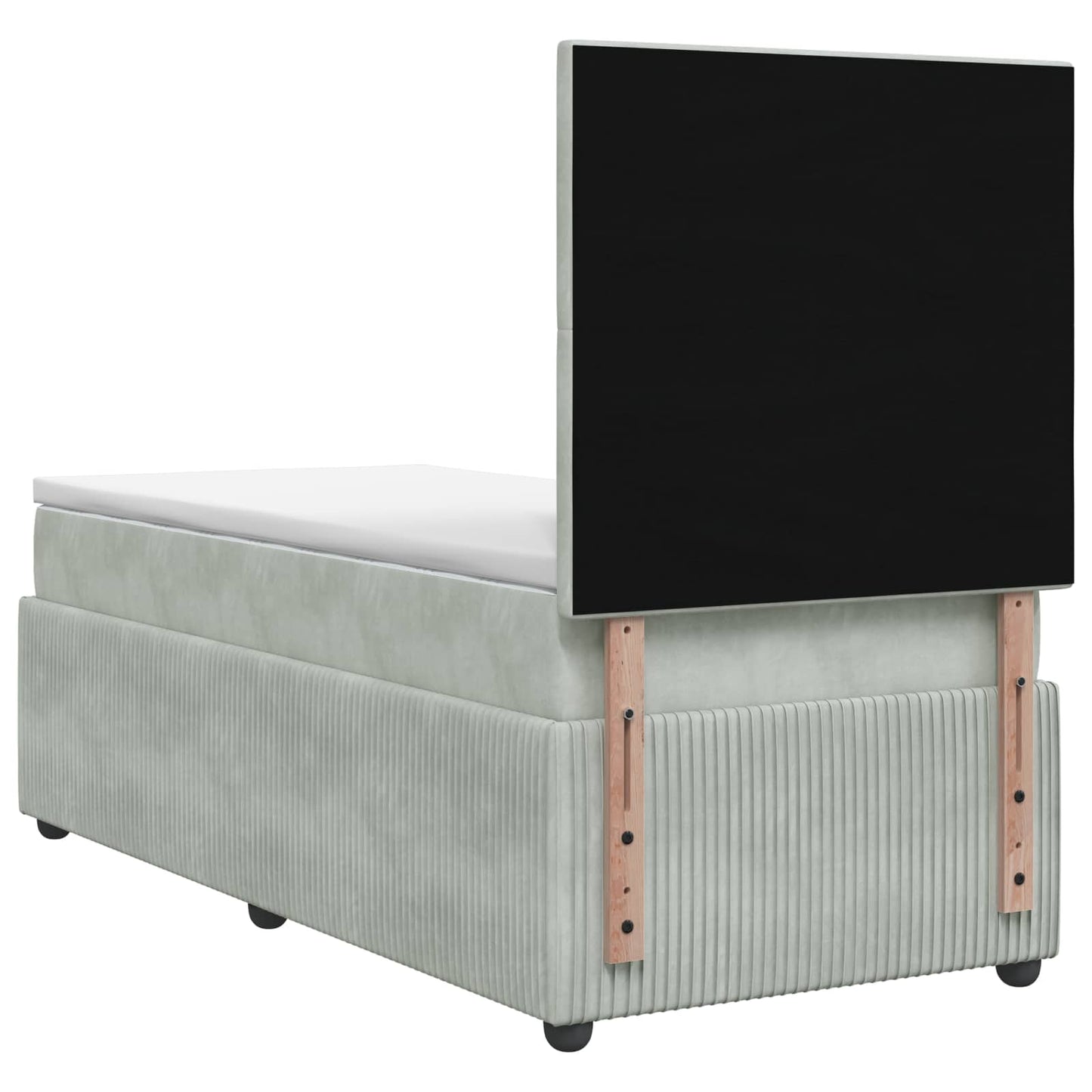 LED Boxspring Bed met Matras Lichtgrijs 90 x 190 cm Fluweel