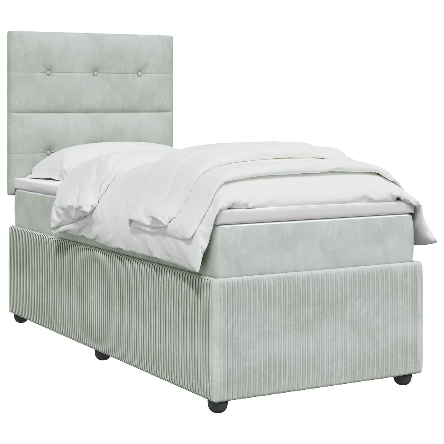 LED Boxspring Bed met Matras Lichtgrijs 90 x 190 cm Fluweel