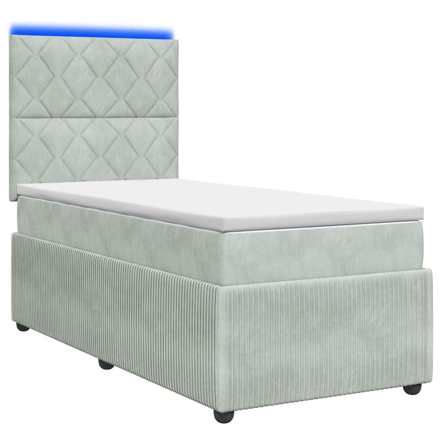 LED Boxspring Bed met Matras Lichtgrijs 90 x 190 cm Fluweel