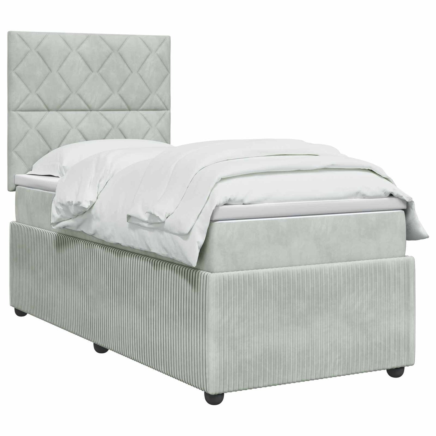 LED Boxspring Bed met Matras Lichtgrijs 90 x 190 cm Fluweel