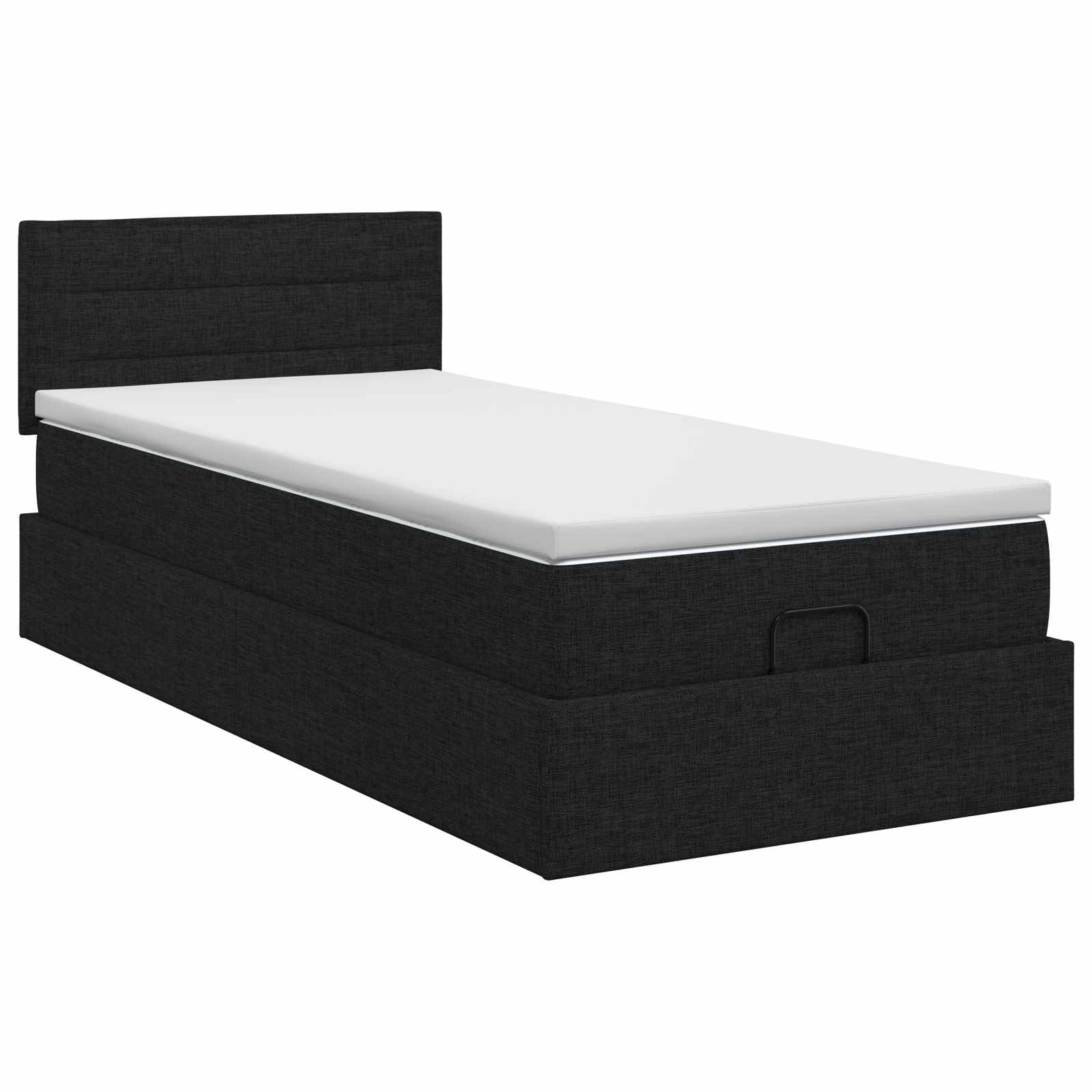 Ottoman bed met matras met hoofdeinde Zwart 80 x 200 cm Stof is nu te koop bij PeponiXL, paradijselijk wonen!