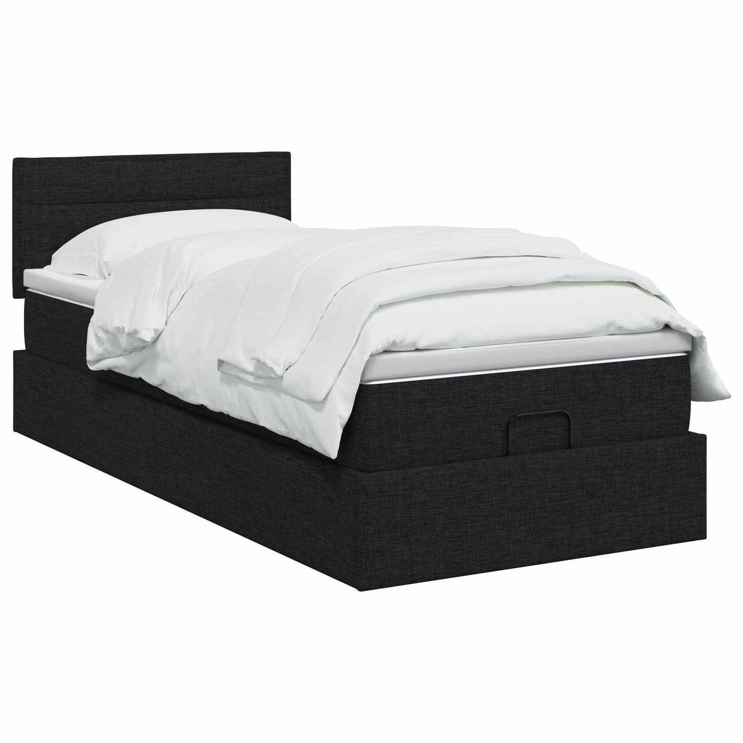Ottoman bed met matras met hoofdeinde Zwart 80 x 200 cm Stof is nu te koop bij PeponiXL, paradijselijk wonen!