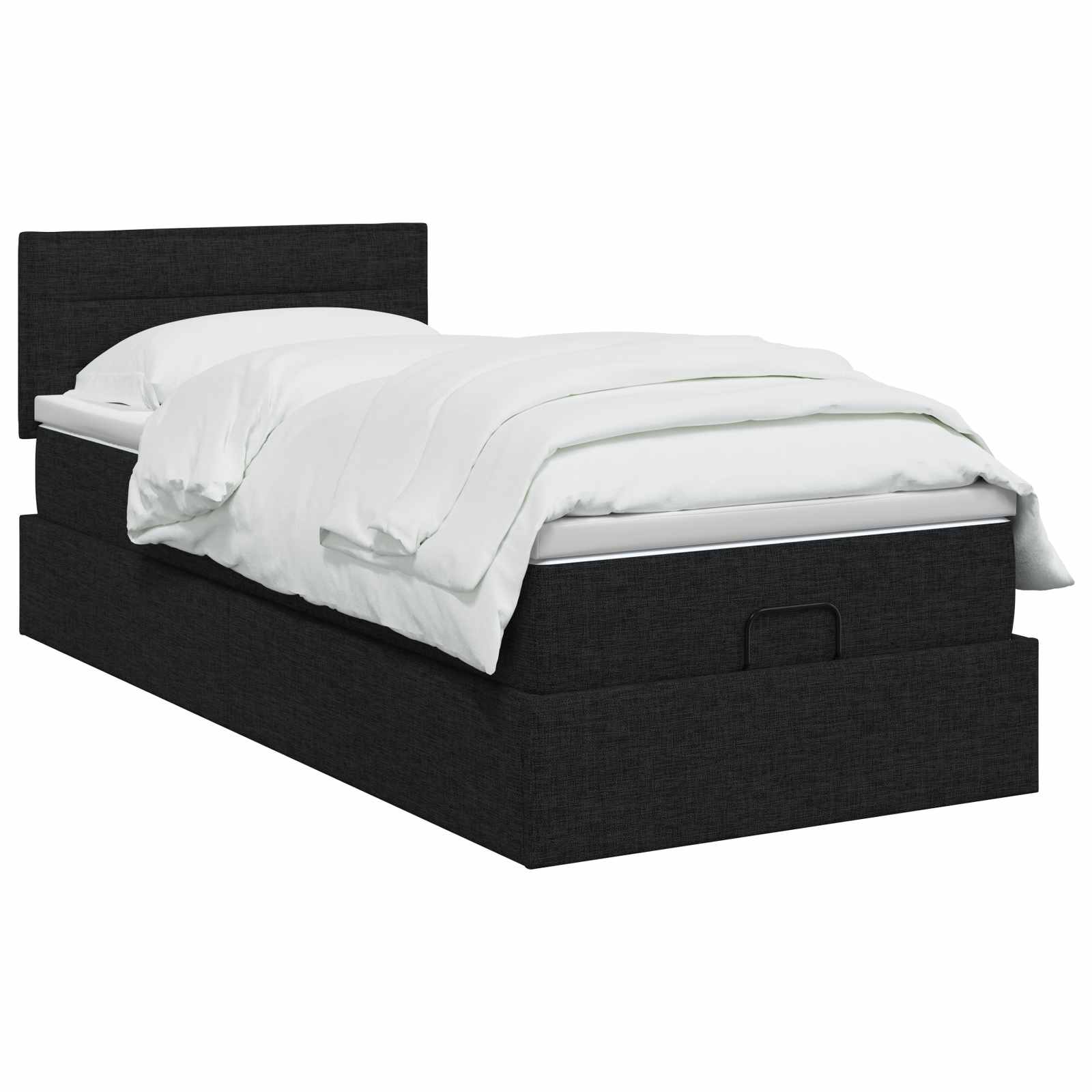 Ottoman bed met matras met hoofdeinde Zwart 90 x 190 cm Stof is nu te koop bij PeponiXL, paradijselijk wonen!