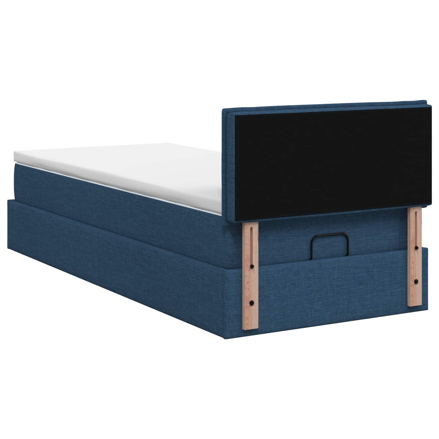 Ottoman bed met matras met hoofdeinde Blauw 90 x 190 cm Stof is nu te koop bij PeponiXL, paradijselijk wonen!