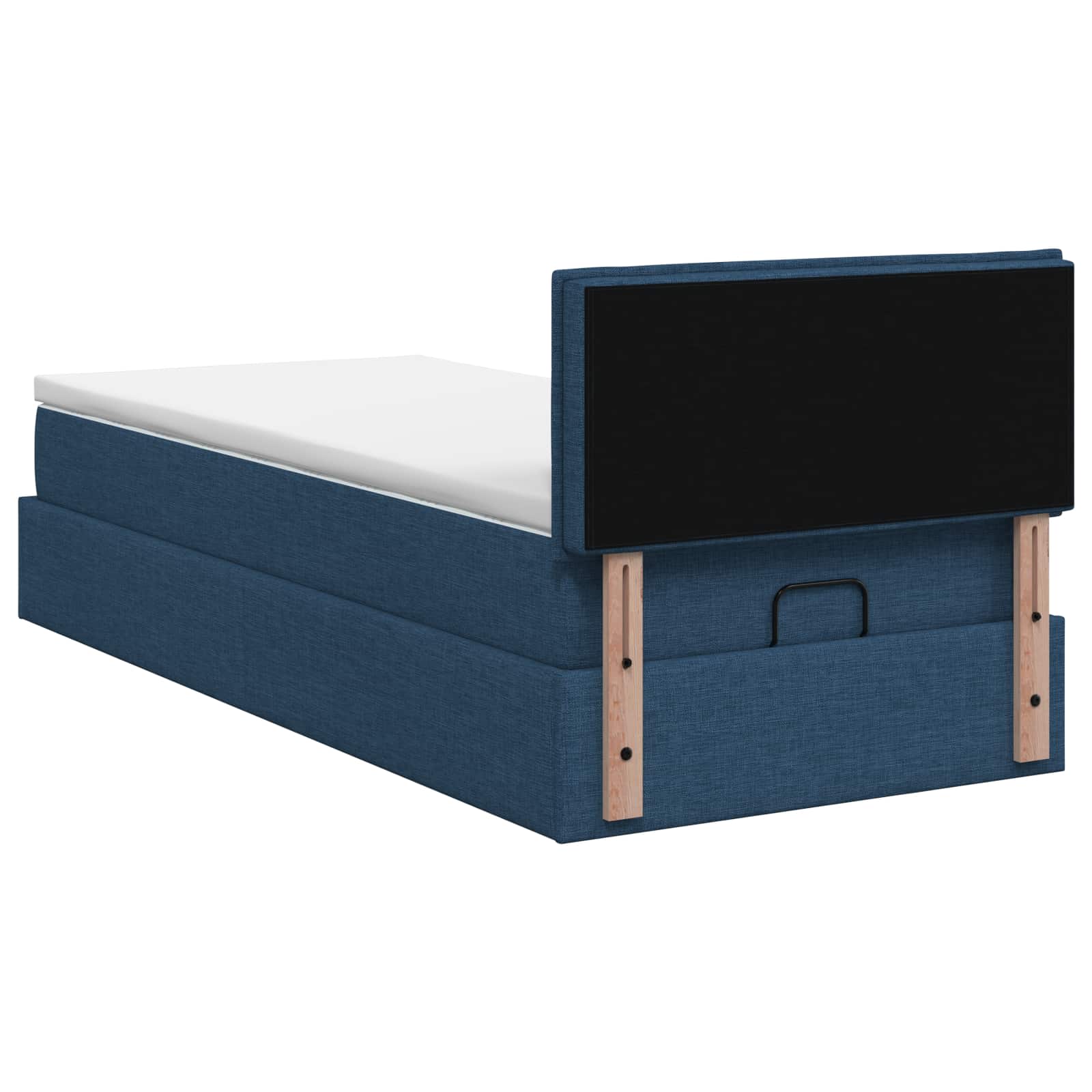 Ottoman bed met matras met hoofdeinde Blauw 90 x 190 cm Stof is nu te koop bij PeponiXL, paradijselijk wonen!