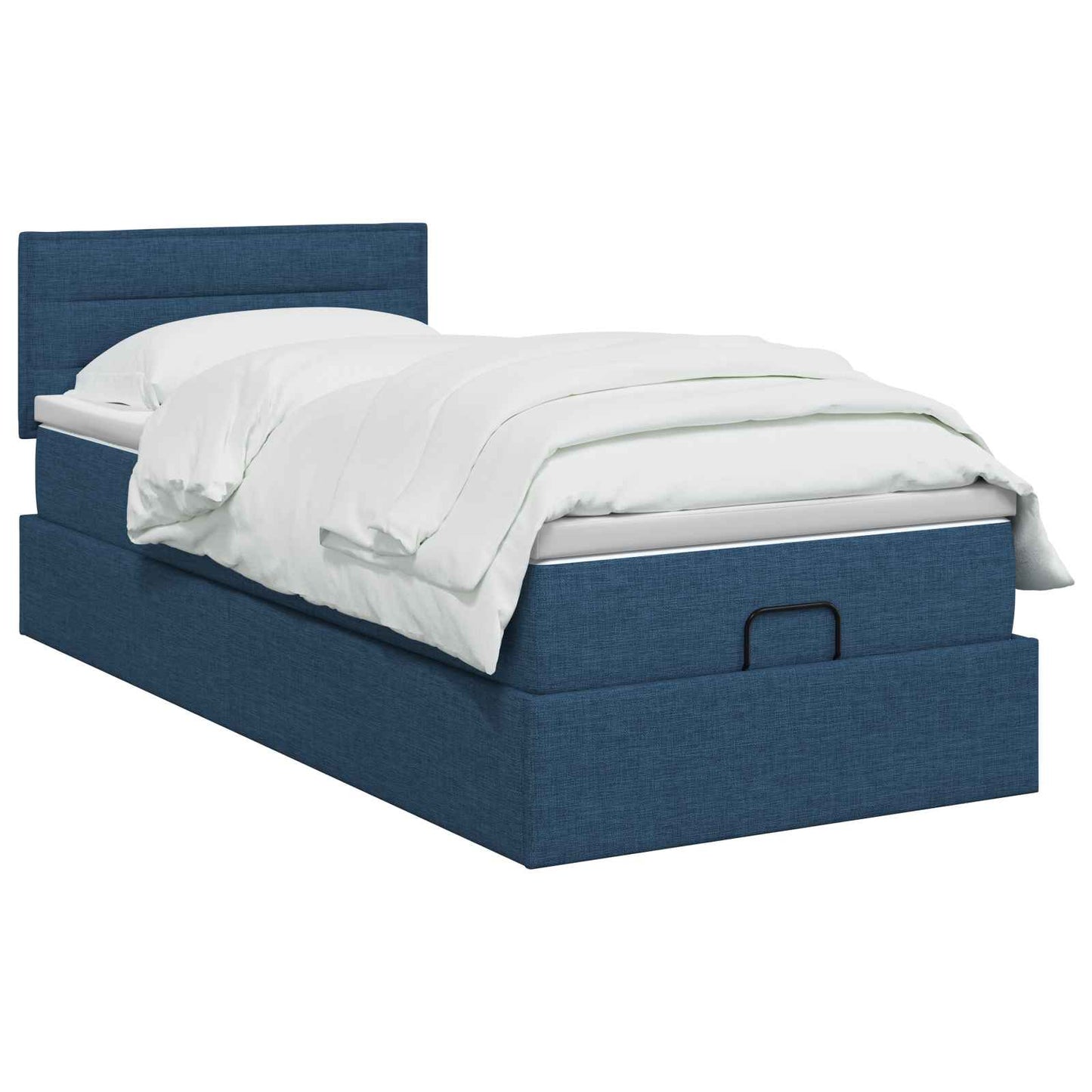 Ottoman bed met matras met hoofdeinde Blauw 90 x 190 cm Stof is nu te koop bij PeponiXL, paradijselijk wonen!