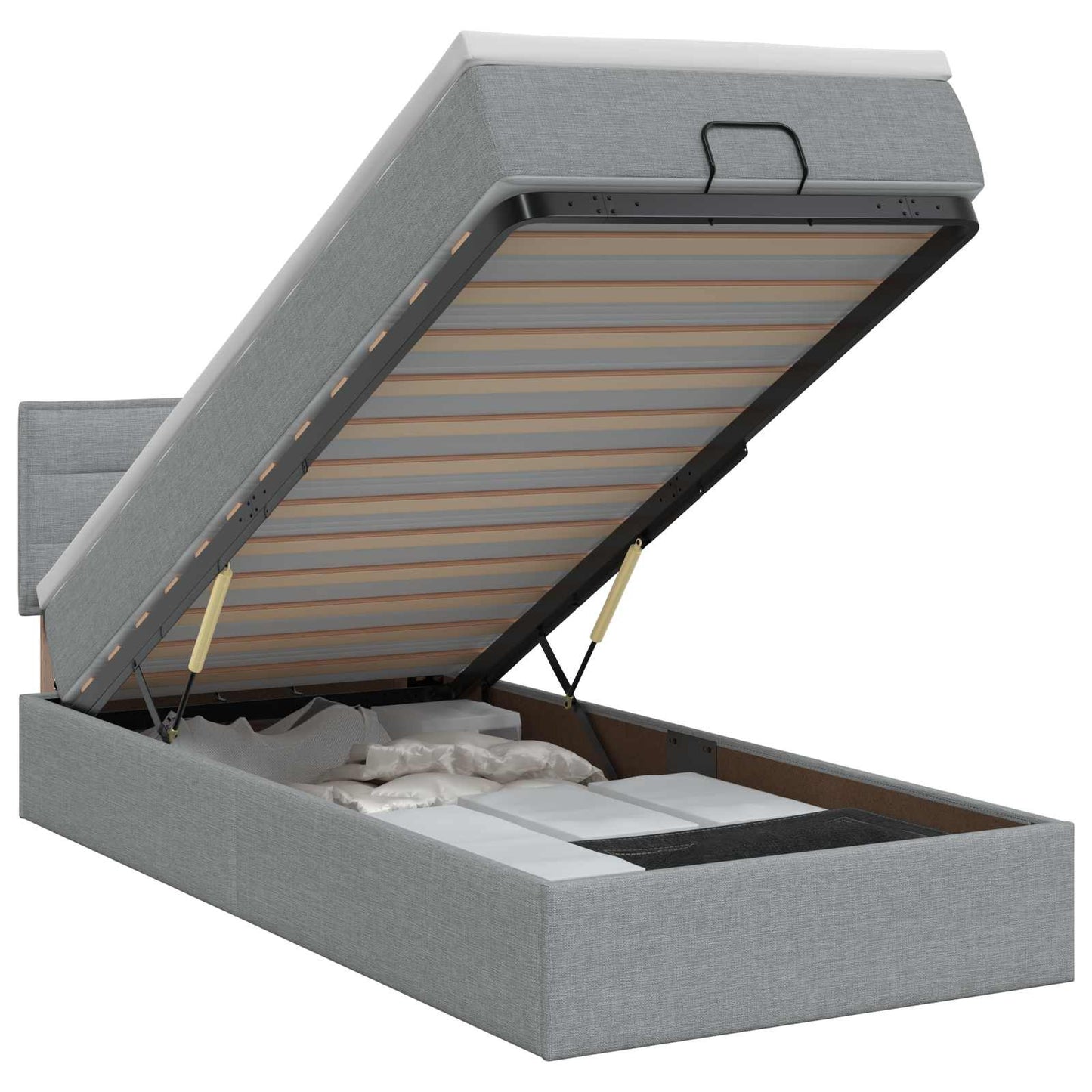 Ottoman bed met matras Lichtgrijs 90 x 200 cm Stof