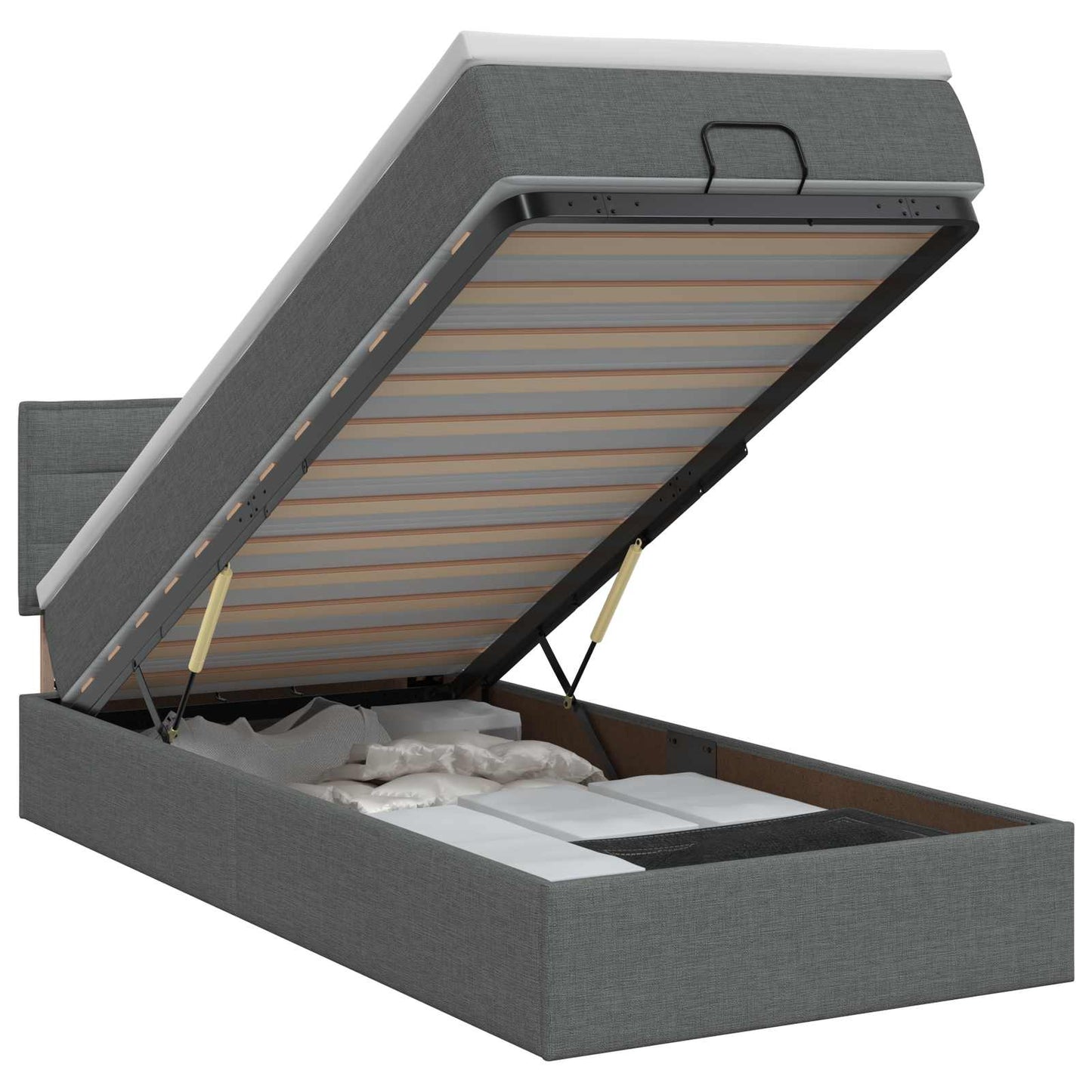 Ottoman bed met matras Donkergrijs 90 x 200 cm Stof