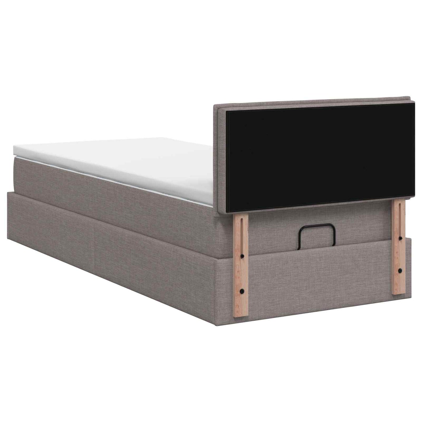 Ottoman bed met matras met hoofdeinde Taupe 90 x 200 cm Stof