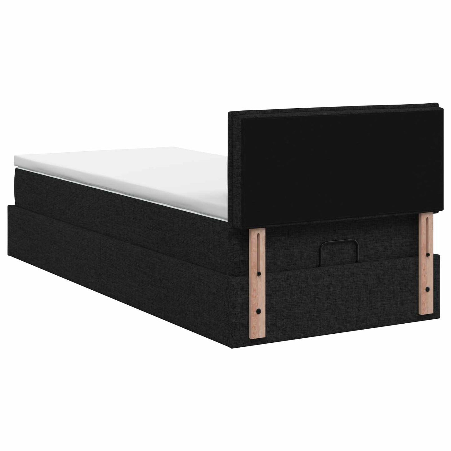 Ottoman bed met matras met hoofdeinde Zwart 100 x 200 cm Stof