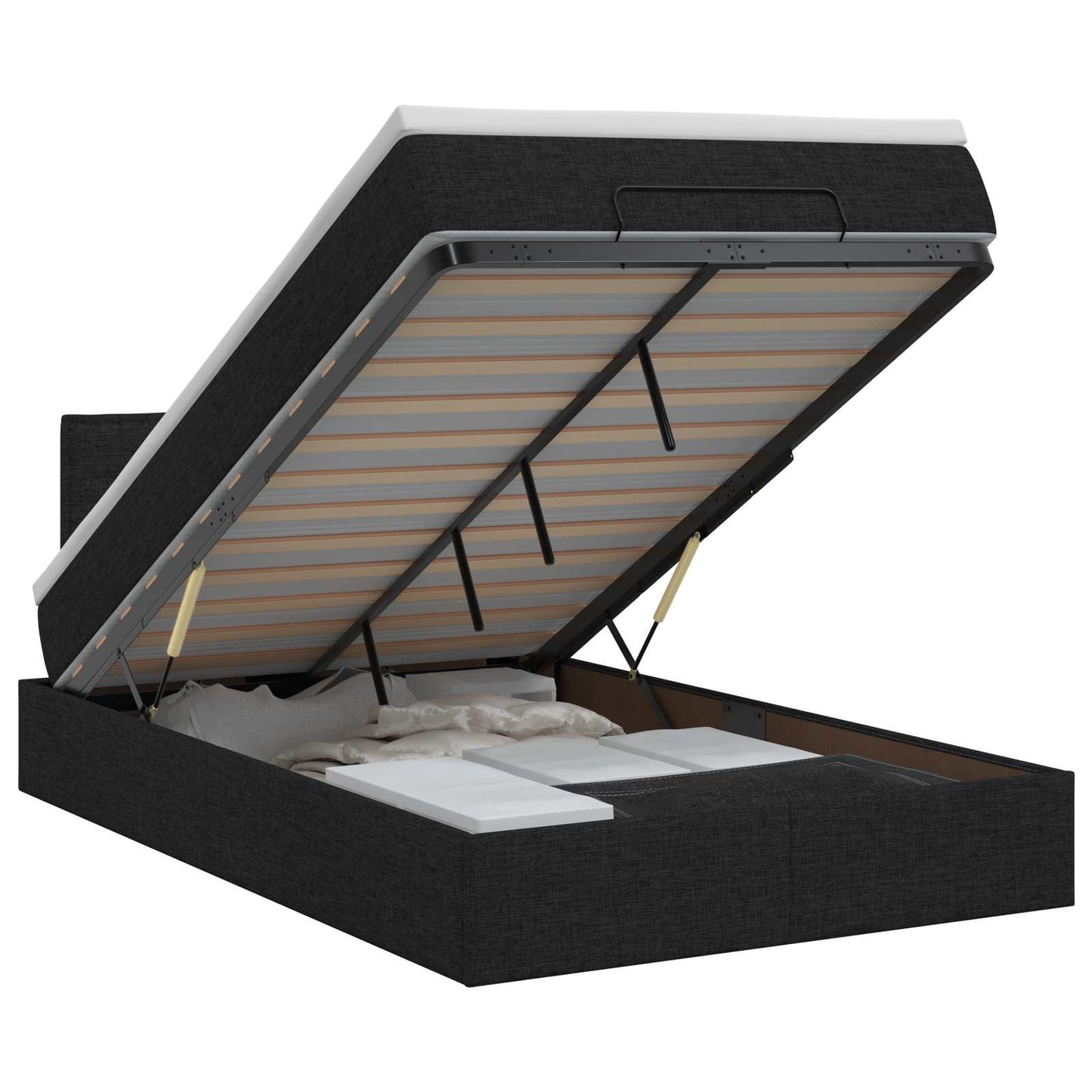 Ottoman bed met matras met hoofdeinde Zwart 120 x 200 cm Stof