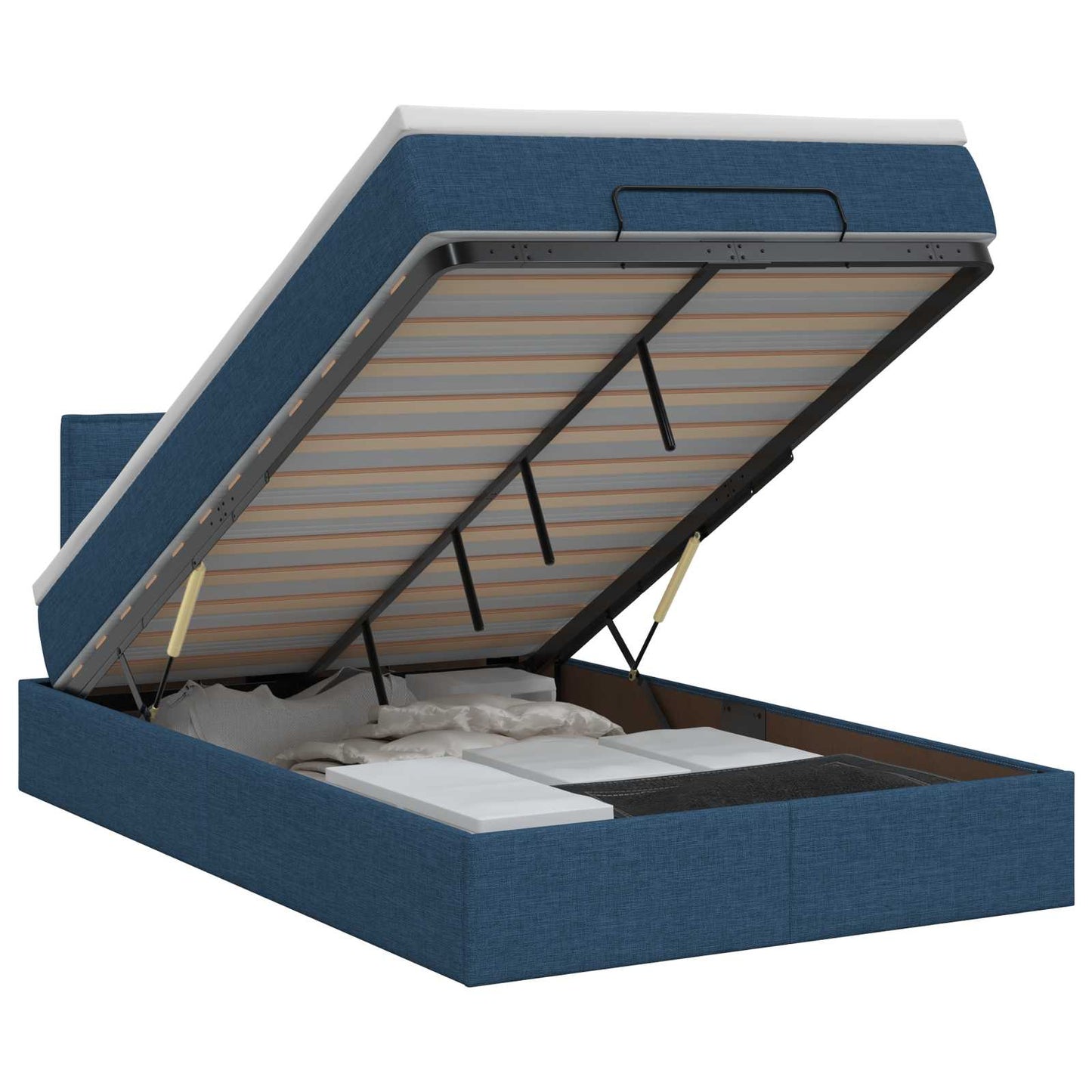 Ottoman bed met matras met hoofdeinde Blauw 120 x 200 cm Stof