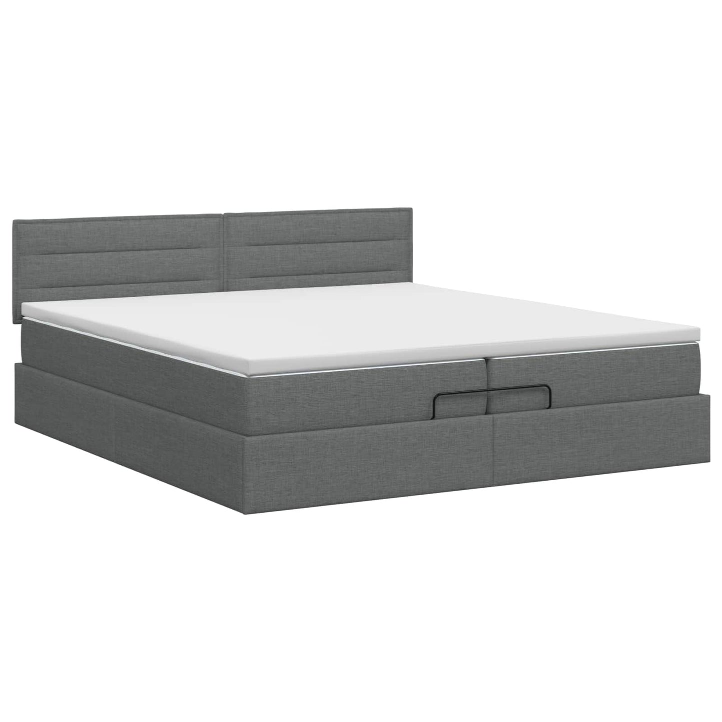 Ottoman bed met matras Donkergrijs 200 x 200 cm Stof