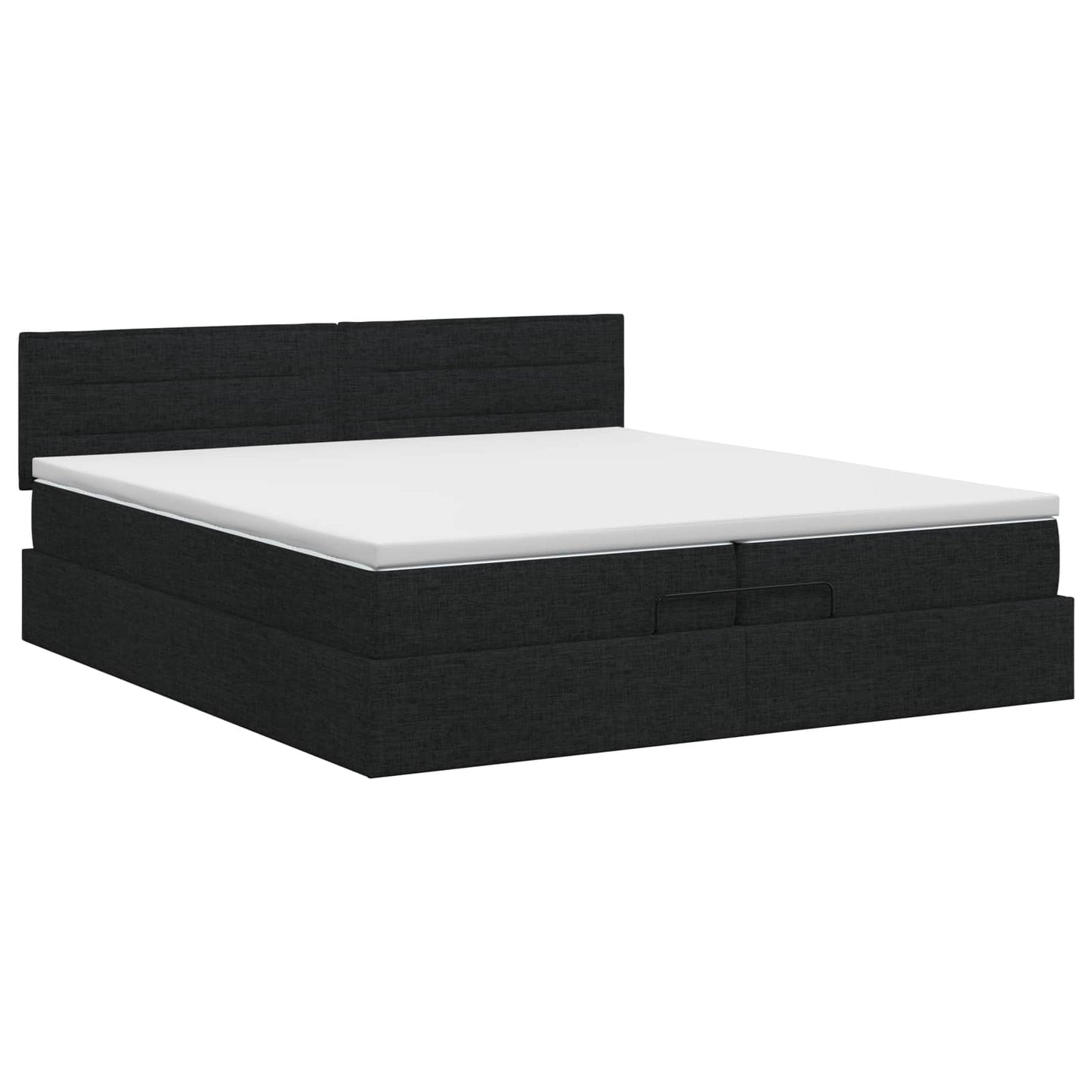 Ottoman bed met matras met hoofdeinde Zwart 200 x 200 cm Stof