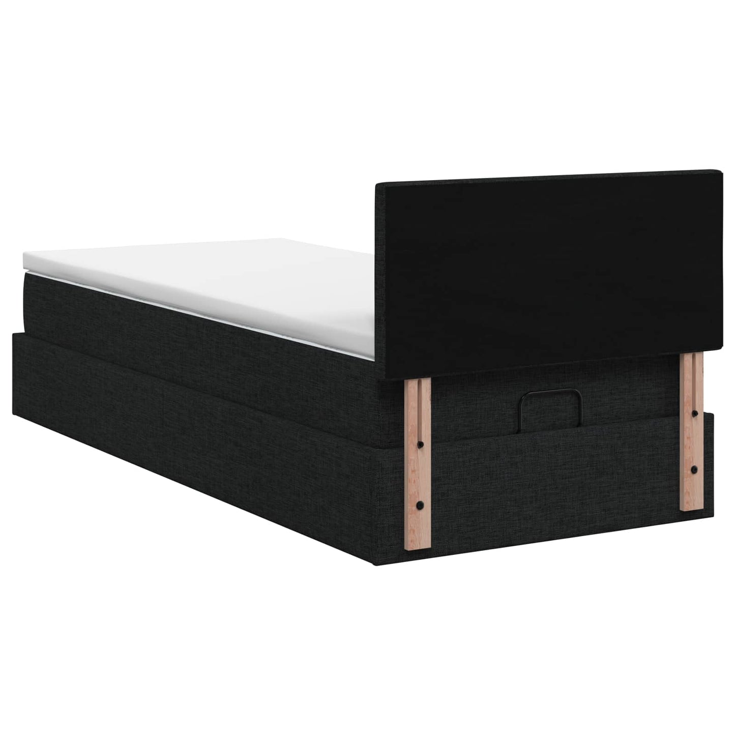 Ottoman bed met matras met hoofdeinde Zwart 90 x 190 cm Stof
