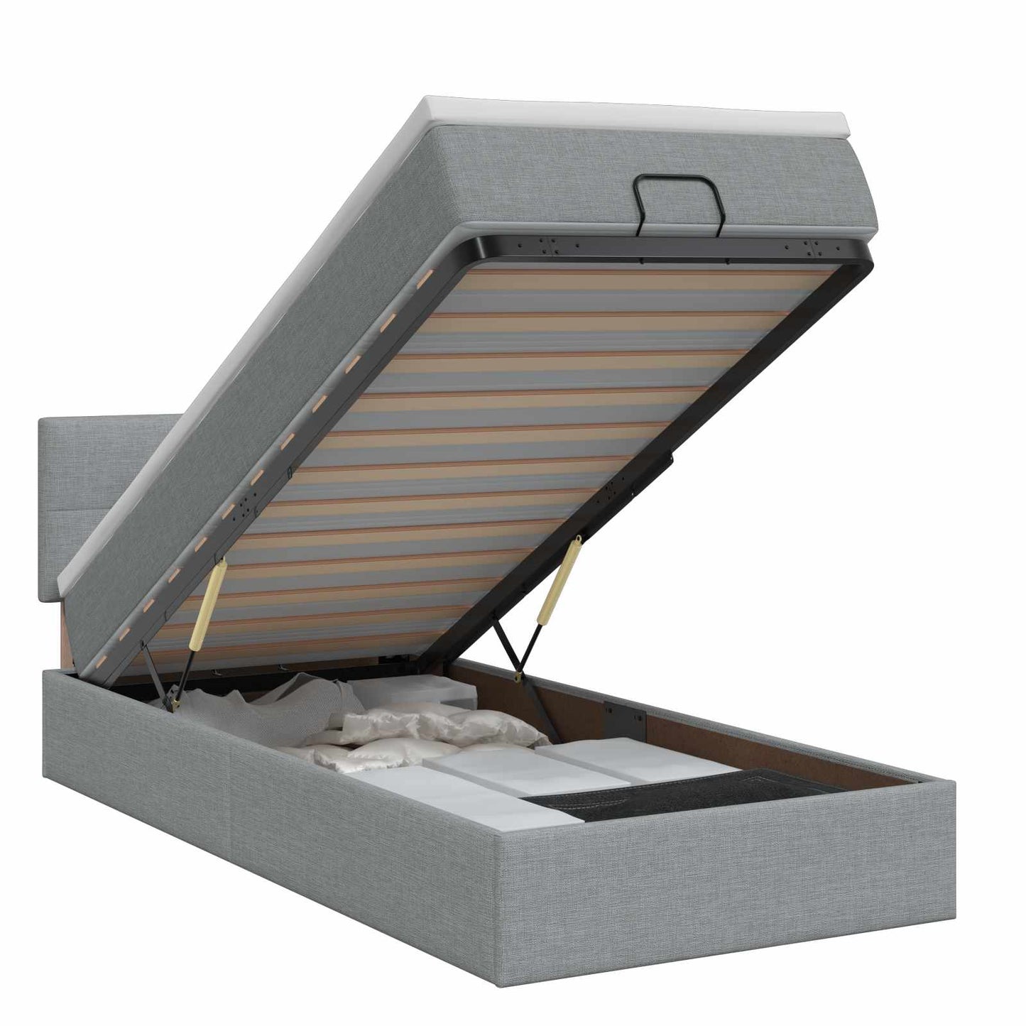 Ottoman bed met matras Lichtgrijs 90 x 200 cm Stof