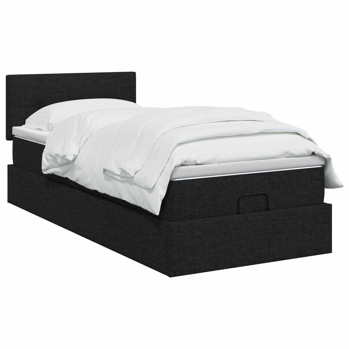 Ottoman bed met matras met hoofdeinde Zwart 90 x 200 cm Stof is nu te koop bij PeponiXL, paradijselijk wonen!