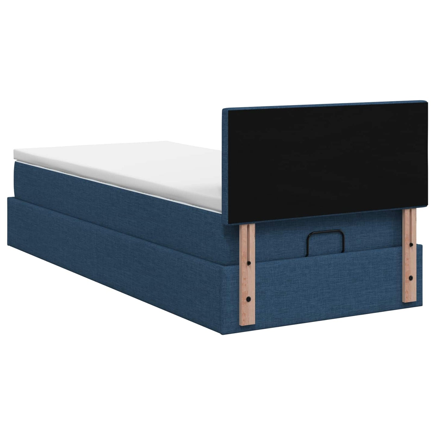 Ottoman bed met matras met hoofdeinde Blauw 90 x 200 cm Stof is nu te koop bij PeponiXL, paradijselijk wonen!