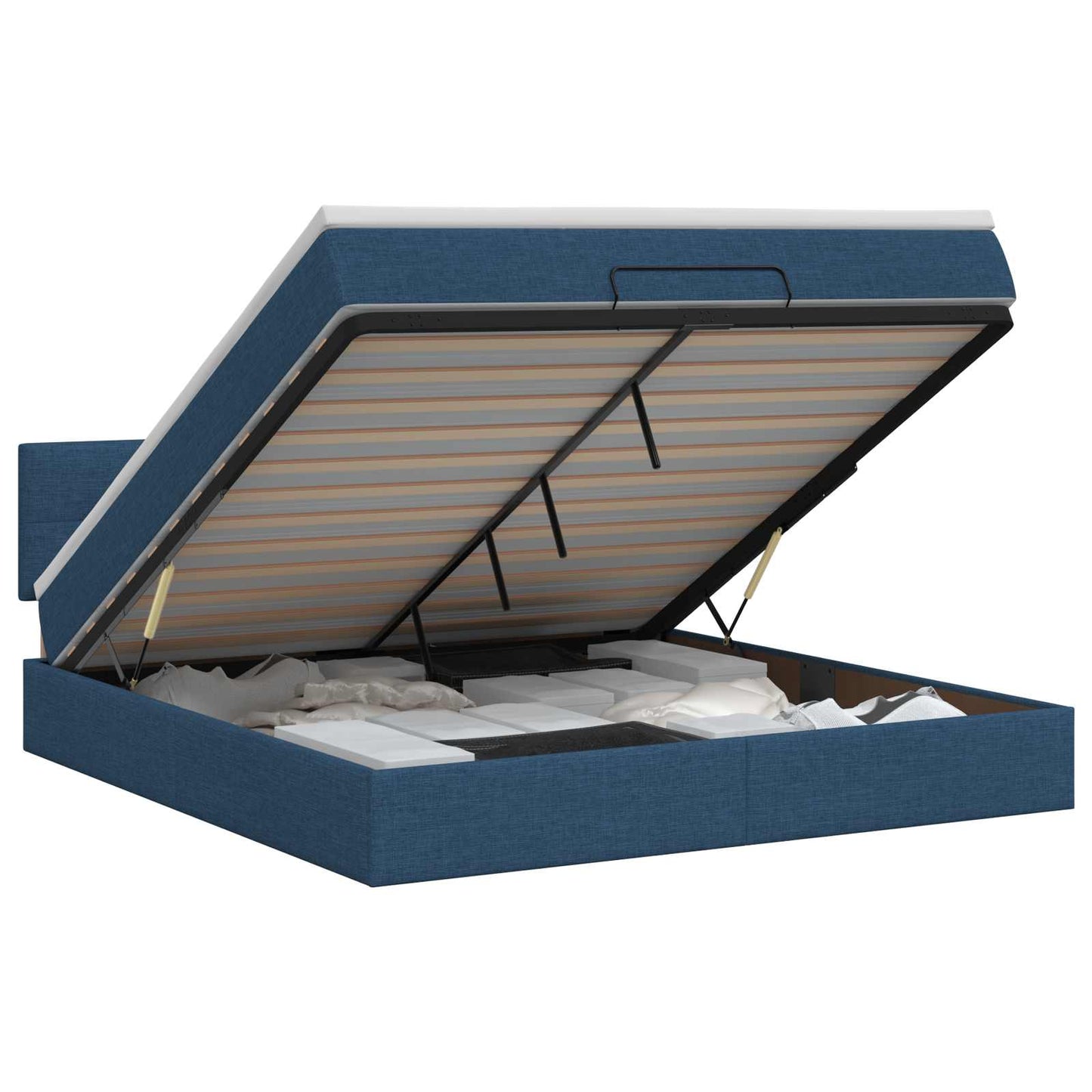 Ottoman bed met matras met hoofdeinde Blauw 140 x 200 cm Stof