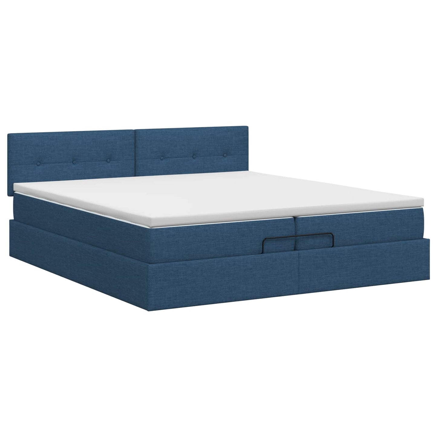 Ottoman bed met matras met hoofdeinde Blauw 200 x 200 cm Stof