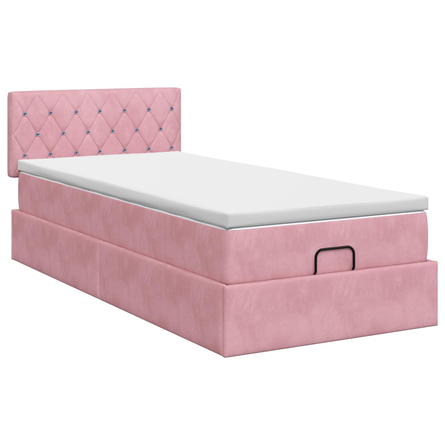 Ottoman bed met matras met hoofdeinde Roze 90 x 190 cm Fluweel is nu te koop bij PeponiXL, paradijselijk wonen!