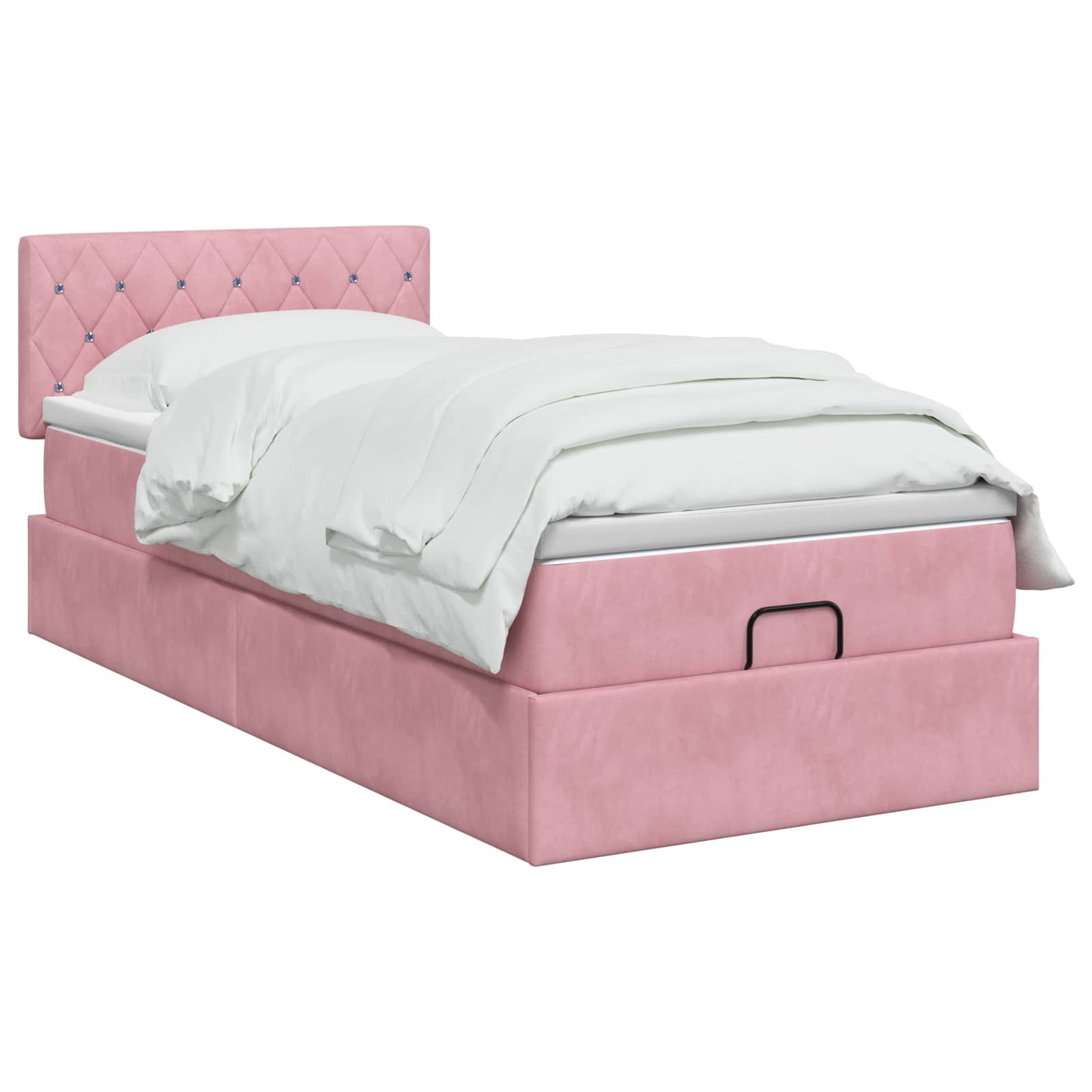 Ottoman bed met matras met hoofdeinde Roze 90 x 190 cm Fluweel is nu te koop bij PeponiXL, paradijselijk wonen!