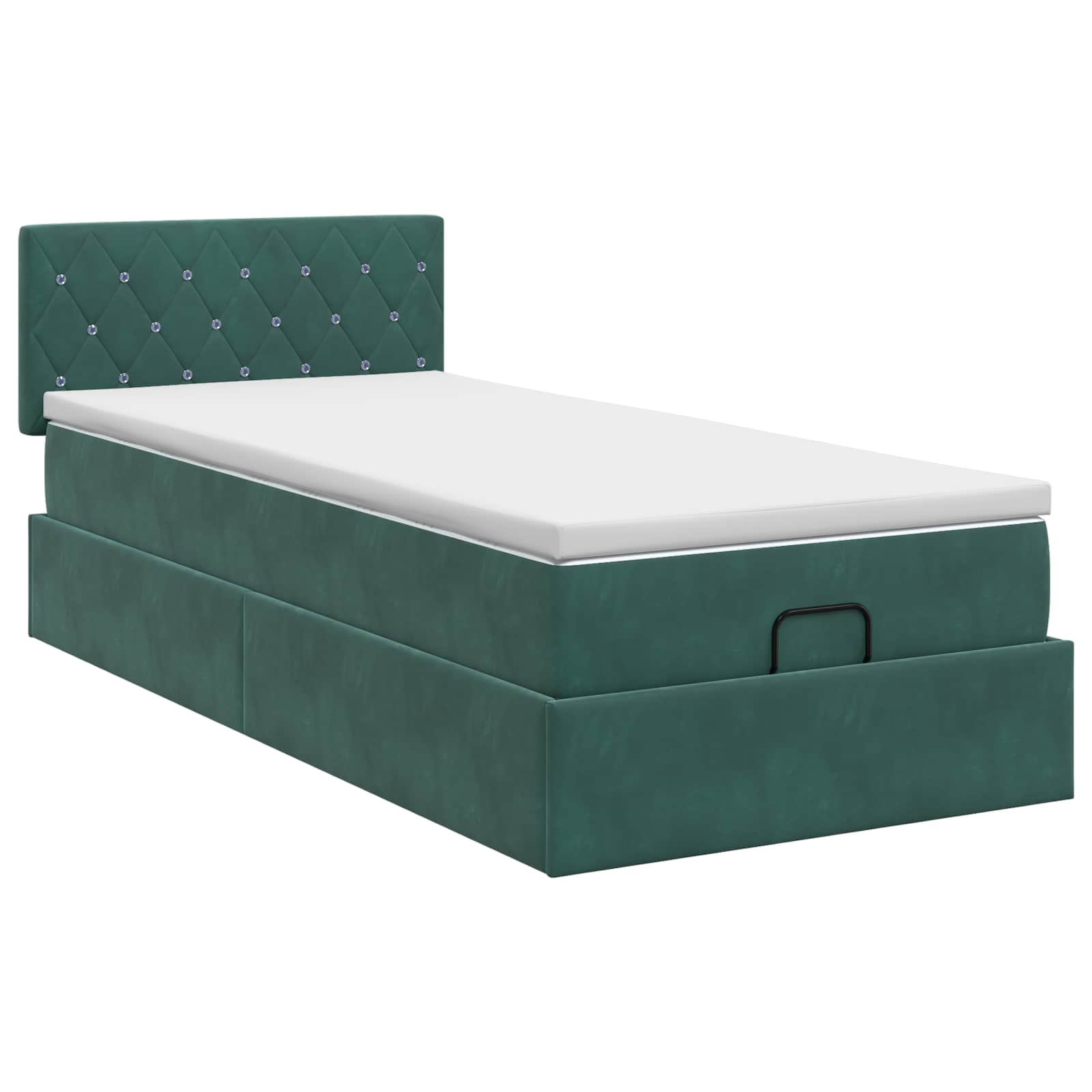 Ottoman bed met matras Donkergroen 90 x 200 cm Fluweel is nu te koop bij PeponiXL, paradijselijk wonen!
