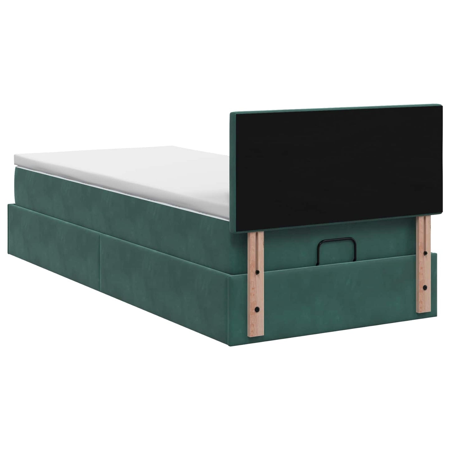 Ottoman bed met matras Donkergroen 90 x 200 cm Fluweel is nu te koop bij PeponiXL, paradijselijk wonen!