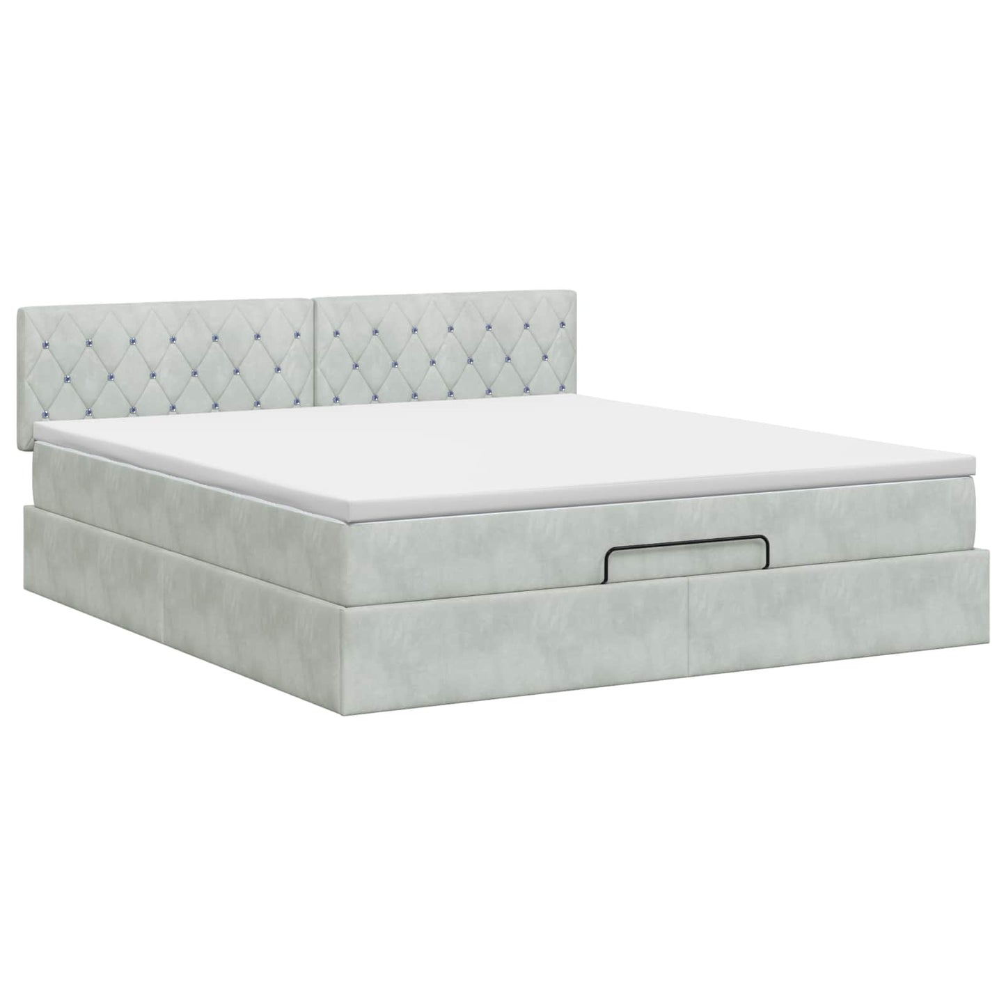 Ottoman bed met matras Lichtgrijs 140 x 200 cm Fluweel is nu te koop bij PeponiXL, paradijselijk wonen!