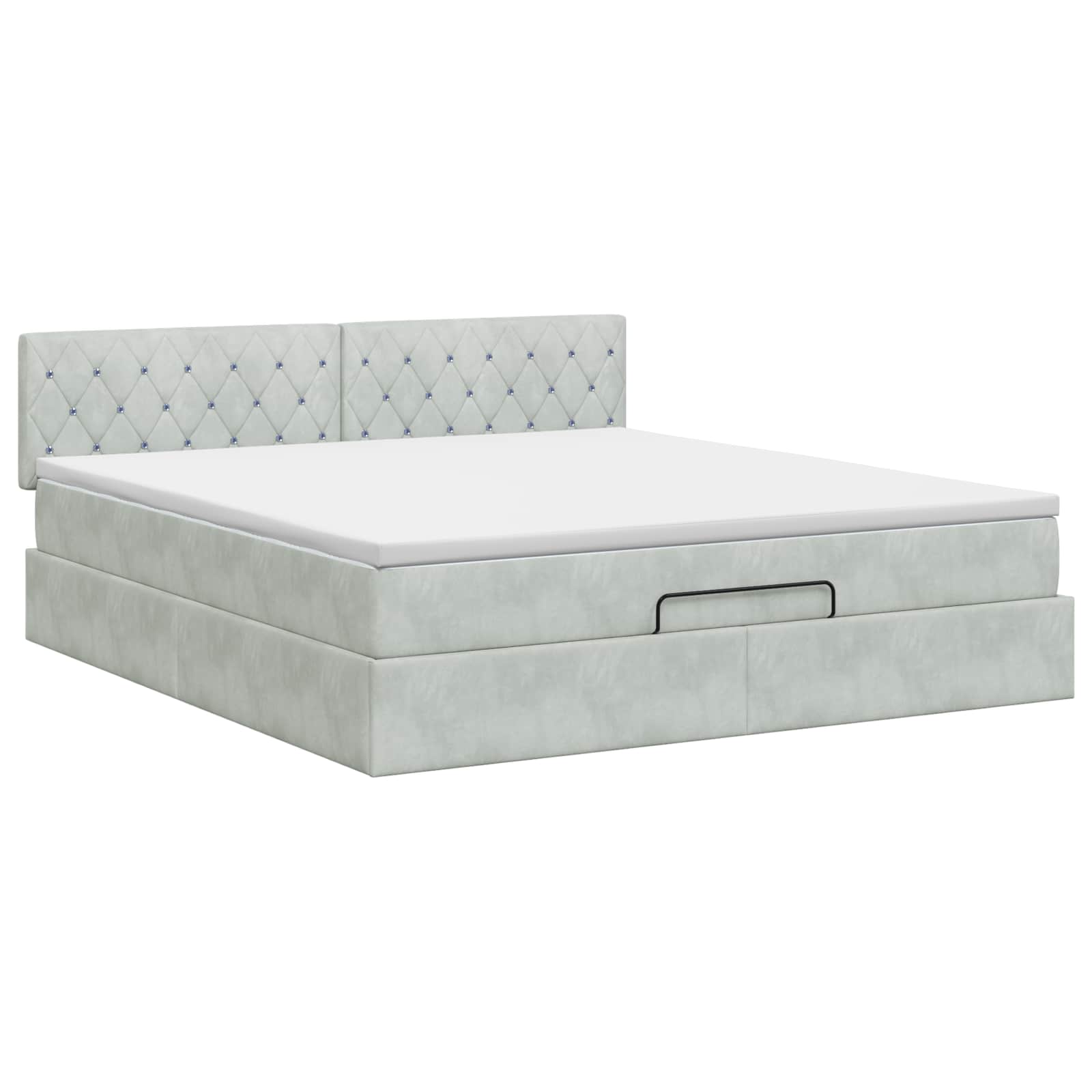 Ottoman bed met matras Lichtgrijs 140 x 200 cm Fluweel is nu te koop bij PeponiXL, paradijselijk wonen!