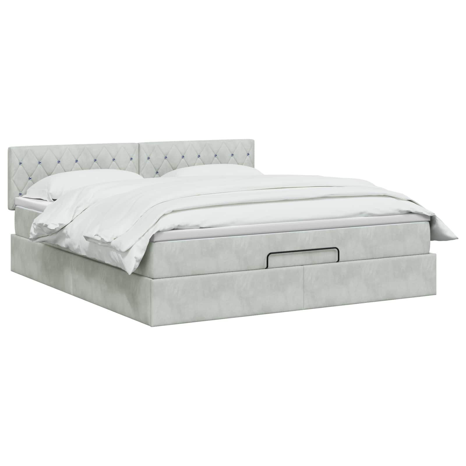 Ottoman bed met matras Lichtgrijs 140 x 200 cm Fluweel is nu te koop bij PeponiXL, paradijselijk wonen!