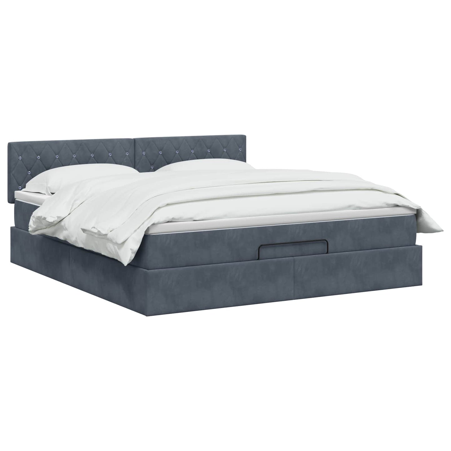 Ottoman bed met matras Donkergrijs 140 x 200 cm Fluweel is nu te koop bij PeponiXL, paradijselijk wonen!