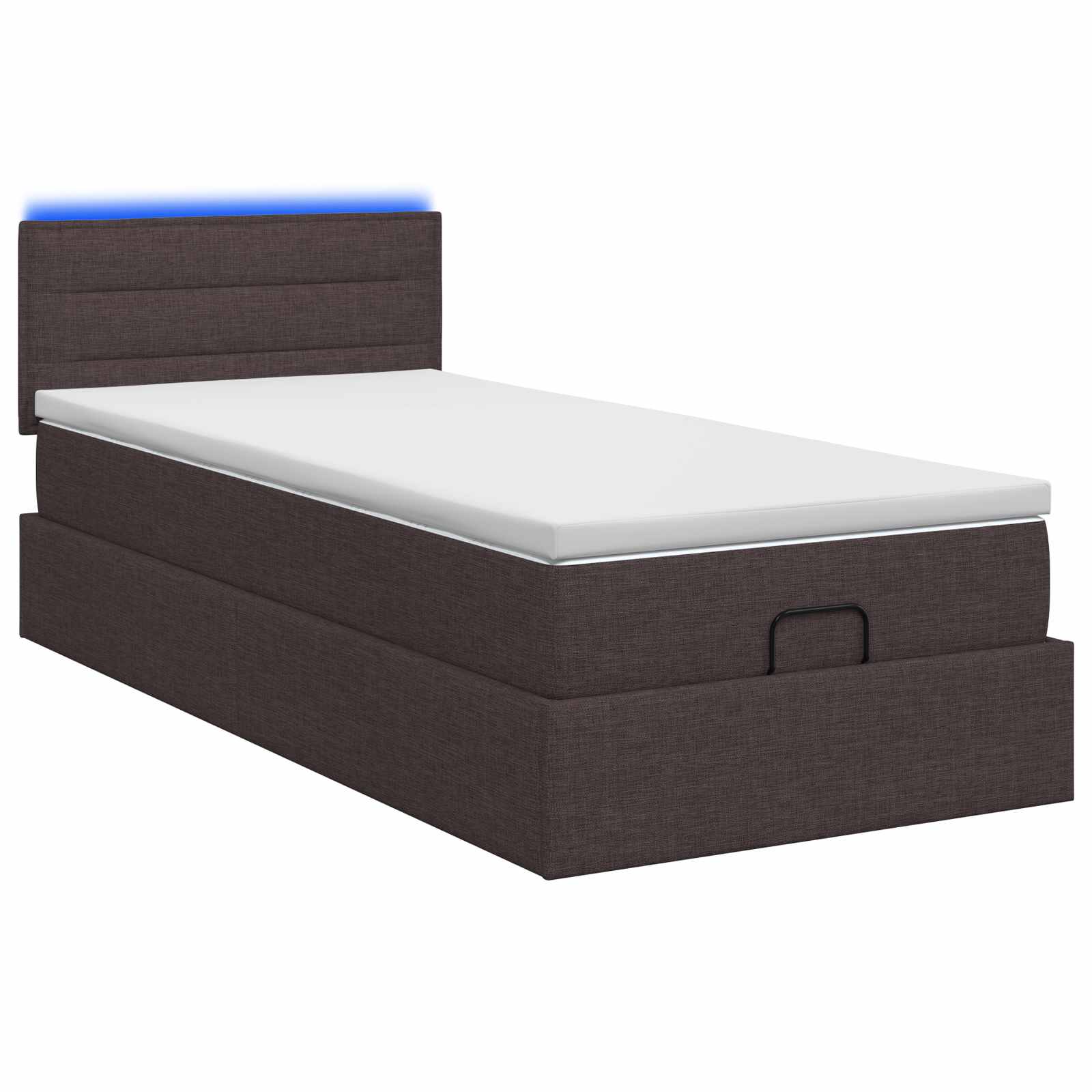 Ottoman Bed met Matrassen en LED Donkerbruin 90 x 190 cm Stof is nu te koop bij PeponiXL, paradijselijk wonen!