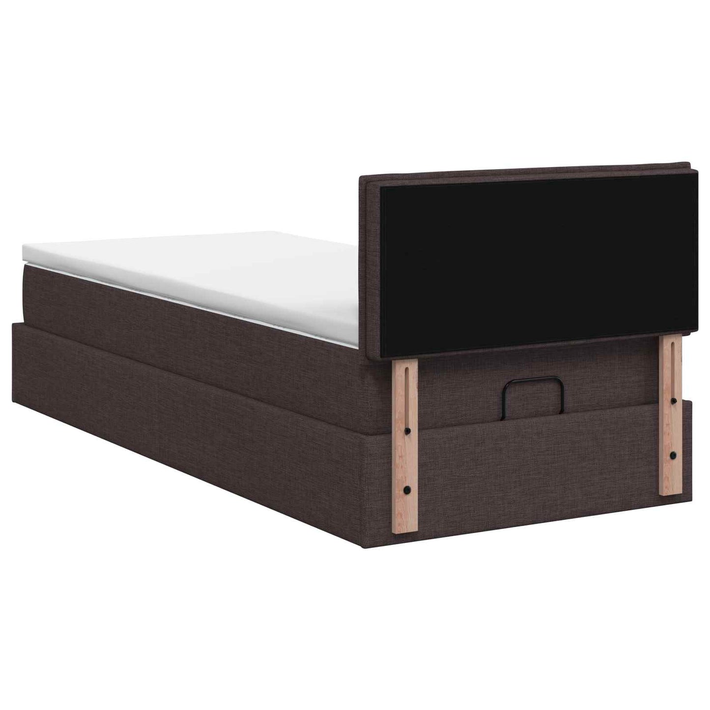 Ottoman Bed met Matrassen en LED Donkerbruin 90 x 190 cm Stof is nu te koop bij PeponiXL, paradijselijk wonen!