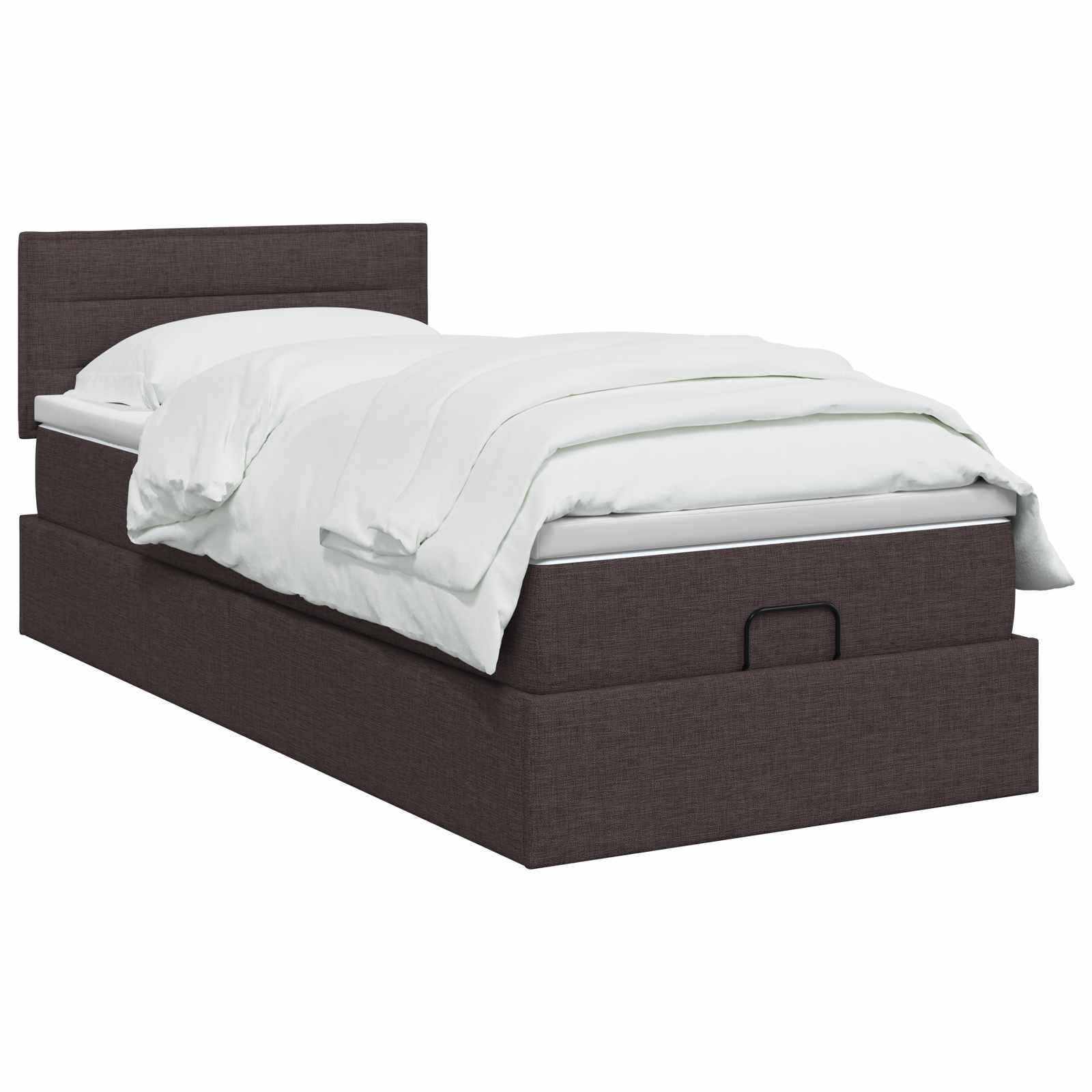 Ottoman Bed met Matrassen en LED Donkerbruin 90 x 190 cm Stof is nu te koop bij PeponiXL, paradijselijk wonen!