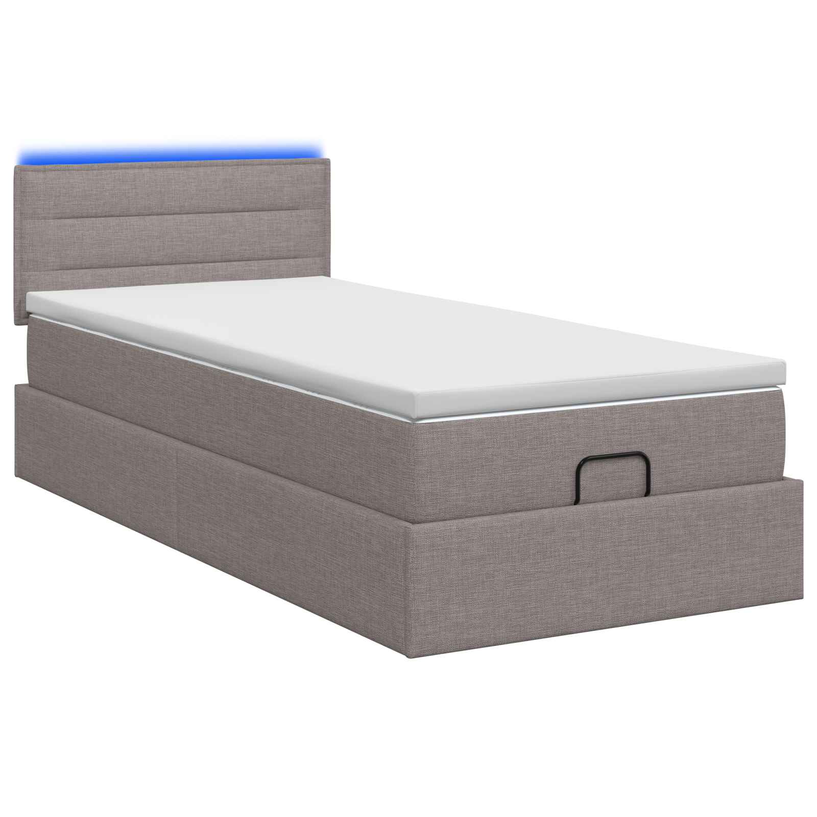 Ottoman Bed met Matrassen en LED Taupe 90 x 190 cm Stof is nu te koop bij PeponiXL, paradijselijk wonen!