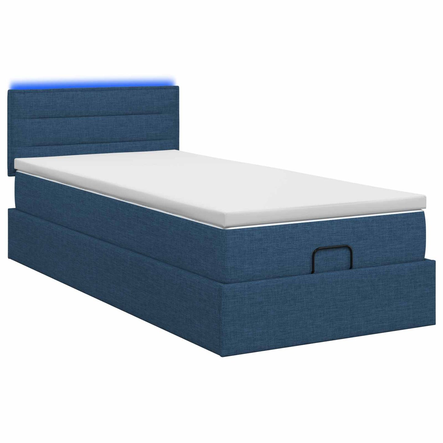 Ottoman Bed met Matrassen en LED Blauw 90 x 190 cm Stof is nu te koop bij PeponiXL, paradijselijk wonen!