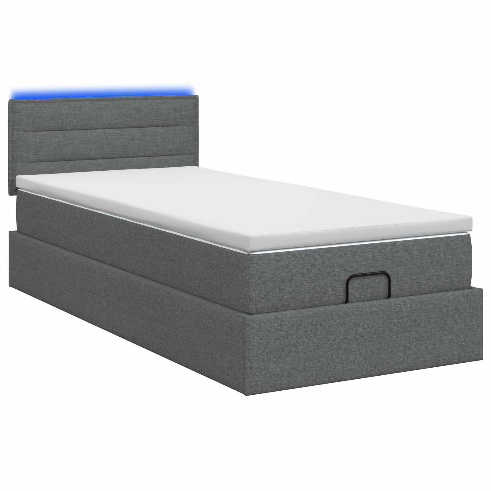 Ottoman Bed met Matrassen en LED Donkergrijs 100 x 200 cm Stof is nu te koop bij PeponiXL, paradijselijk wonen!
