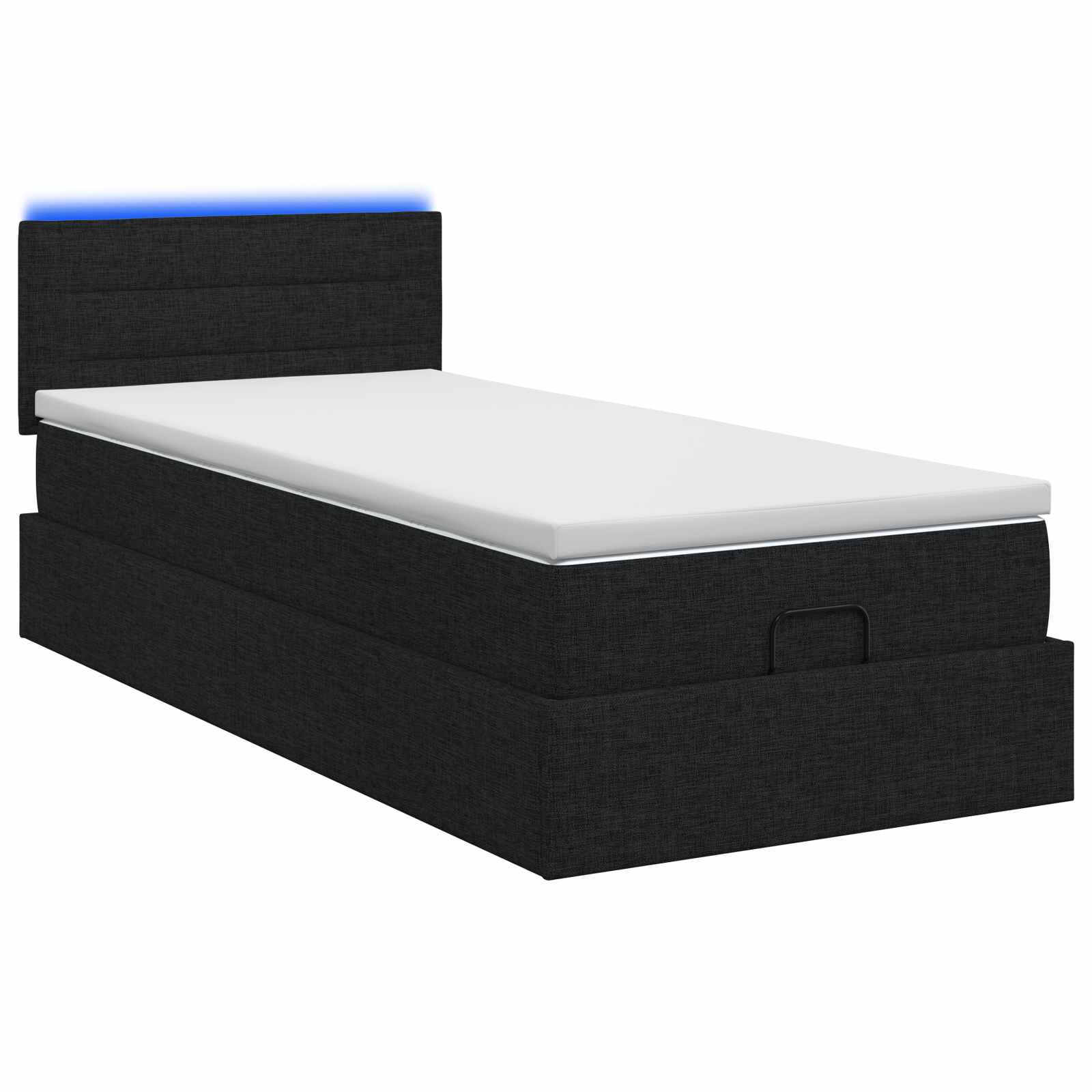 Ottoman Bed met Matrassen en LED Zwart 100 x 200 cm Stof is nu te koop bij PeponiXL, paradijselijk wonen!
