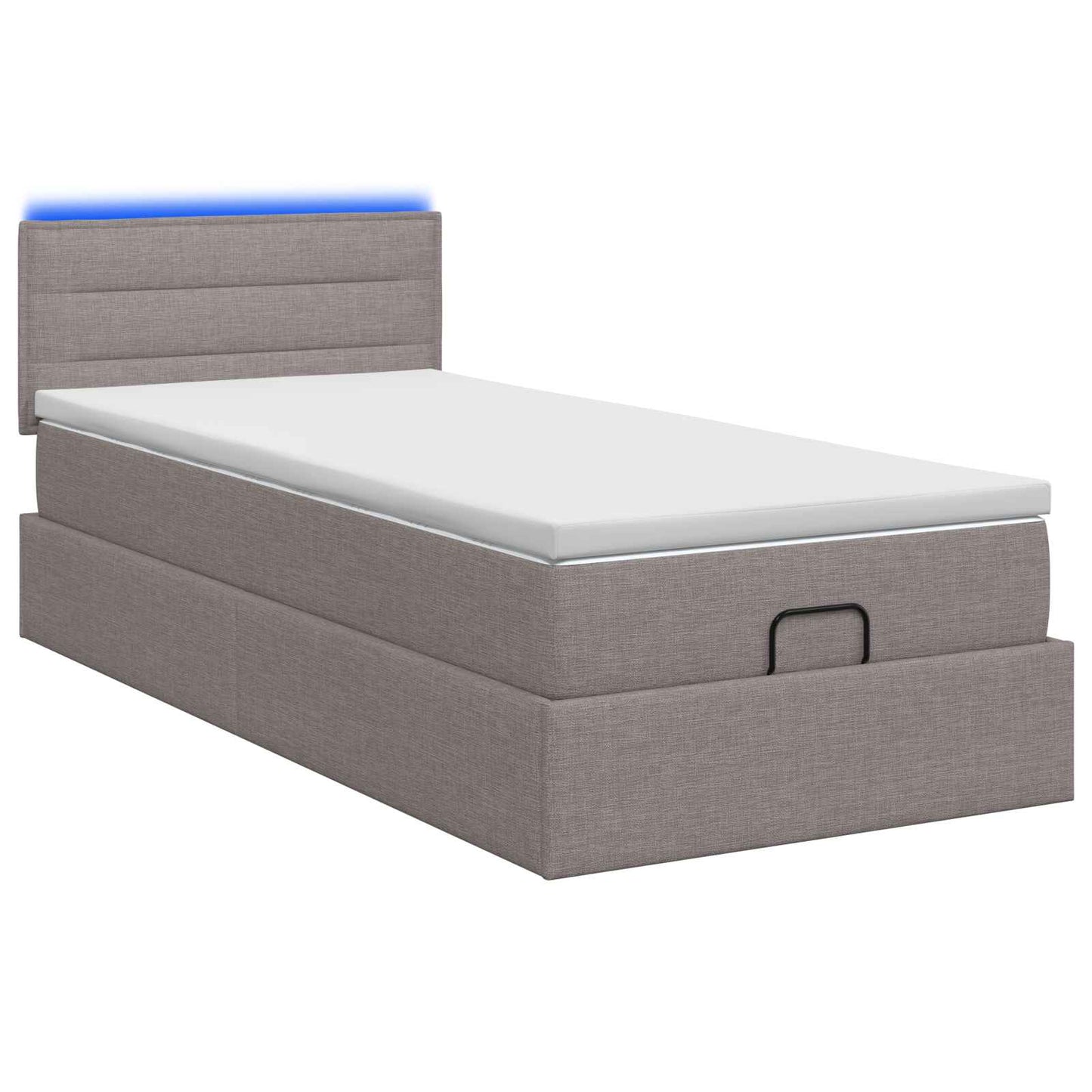 Ottoman Bed met Matrassen en LED Taupe 100 x 200 cm Stof is nu te koop bij PeponiXL, paradijselijk wonen!