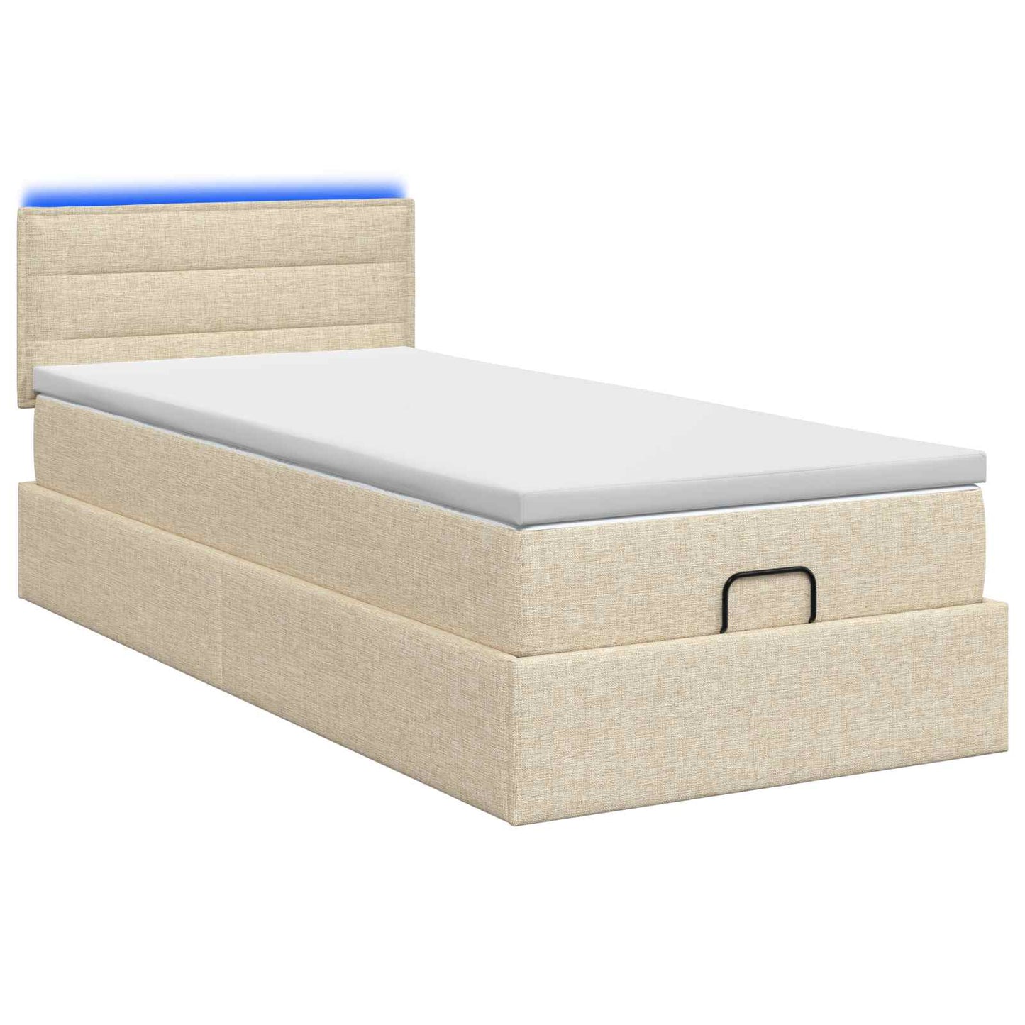 Ottoman Bed met Matrassen en LED Crèmekleurig 100 x 200 cm Stof is nu te koop bij PeponiXL, paradijselijk wonen!