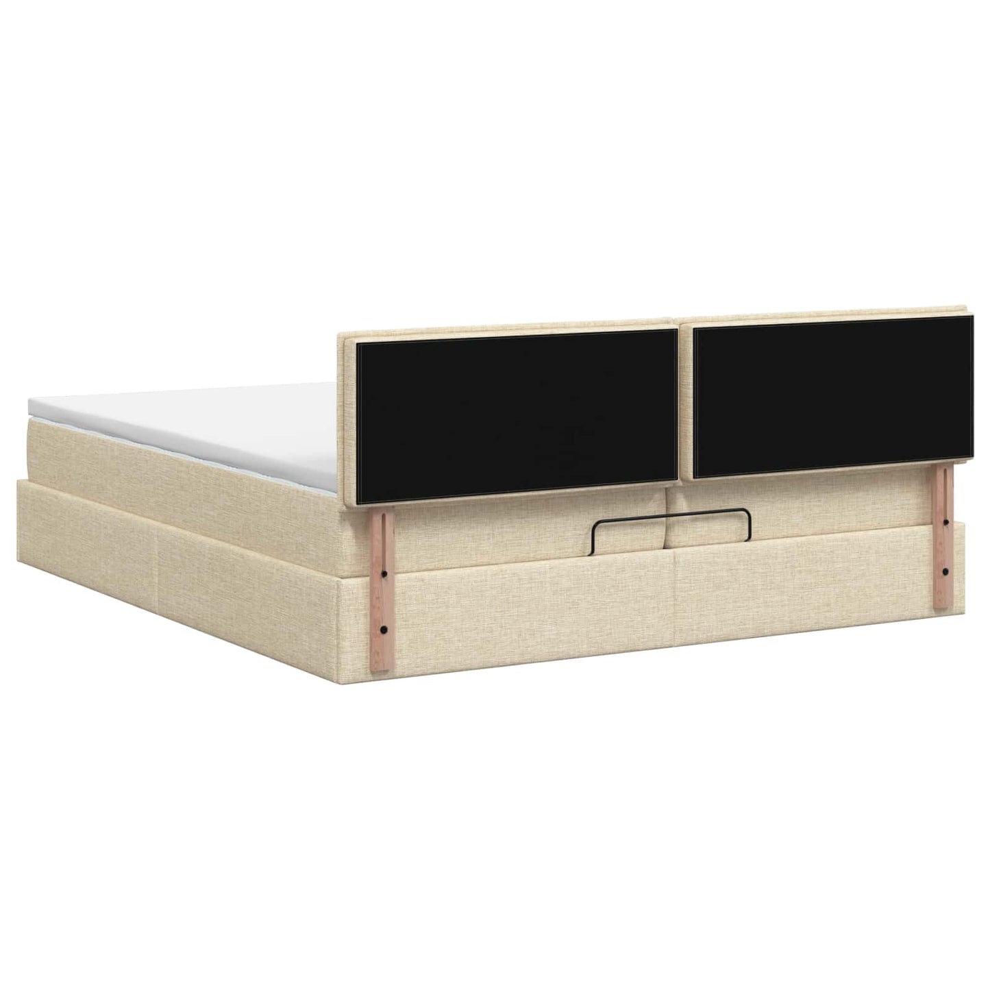 Ottoman Bed met Matrassen en LED Crèmekleurig 200 x 200 cm Stof is nu te koop bij PeponiXL, paradijselijk wonen!