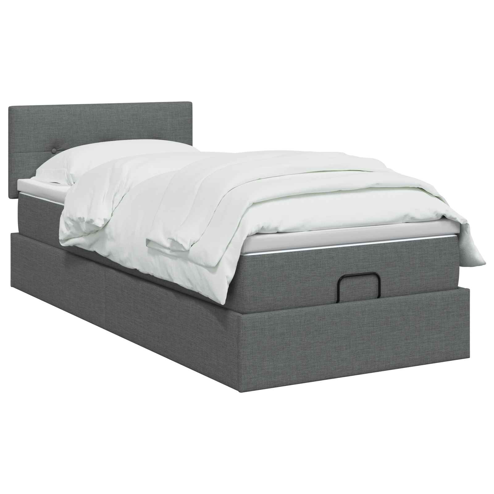 Ottoman Bed met Matrassen en LED Donkergrijs 80 x 200 cm Stof is nu te koop bij PeponiXL, paradijselijk wonen!