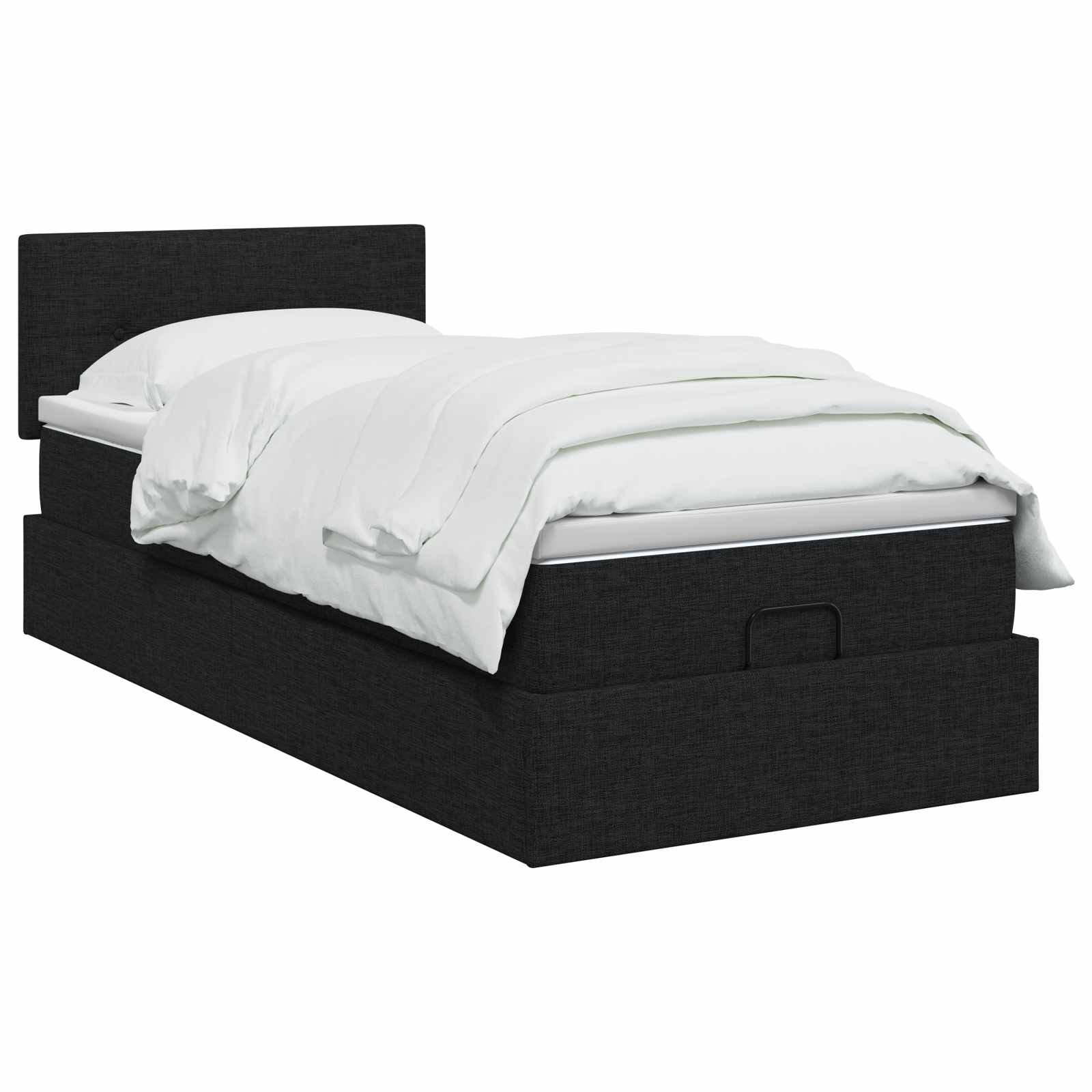 Ottoman Bed met Matrassen en LED Zwart 80 x 200 cm Stof is nu te koop bij PeponiXL, paradijselijk wonen!