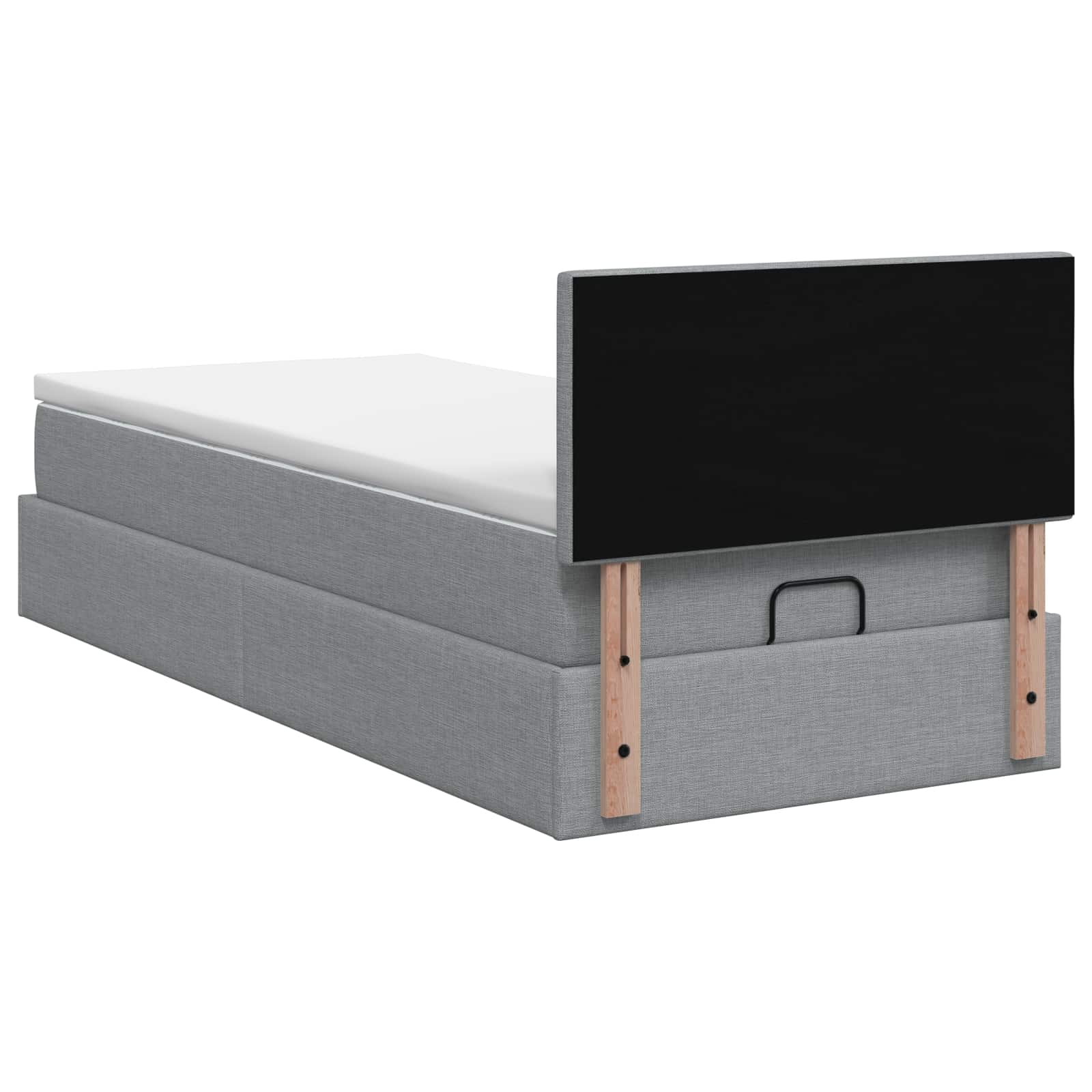Ottoman Bed met Matrassen en LED Lichtgrijs 90 x 190 cm Stof is nu te koop bij PeponiXL, paradijselijk wonen!