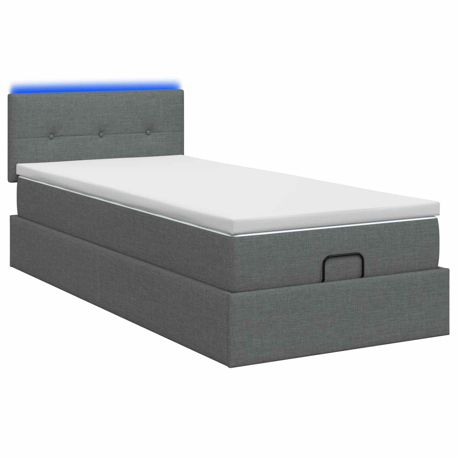 Ottoman Bed met Matrassen en LED Donkergrijs 90 x 190 cm Stof is nu te koop bij PeponiXL, paradijselijk wonen!