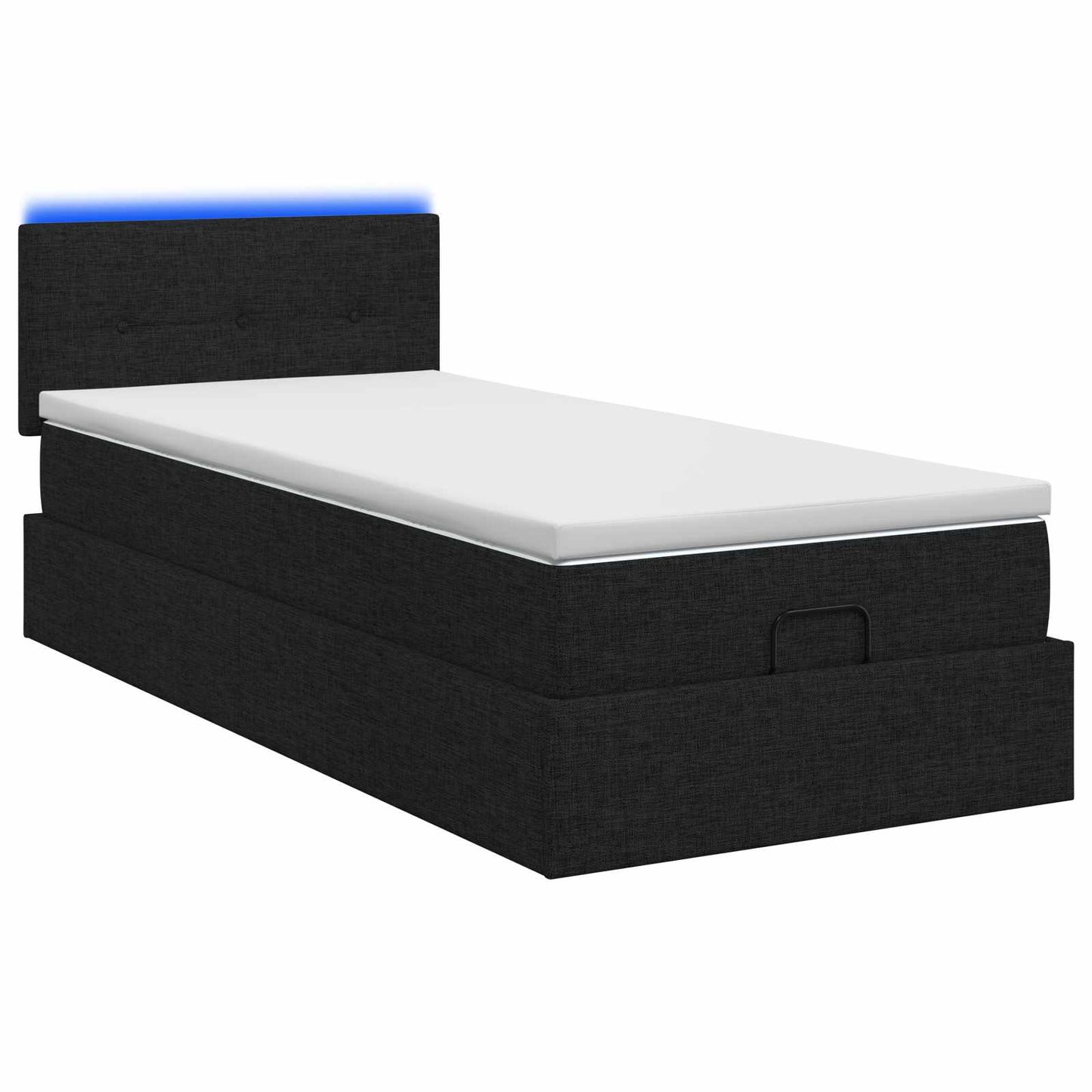 Ottoman Bed met Matrassen en LED Zwart 90 x 190 cm Stof is nu te koop bij PeponiXL, paradijselijk wonen!