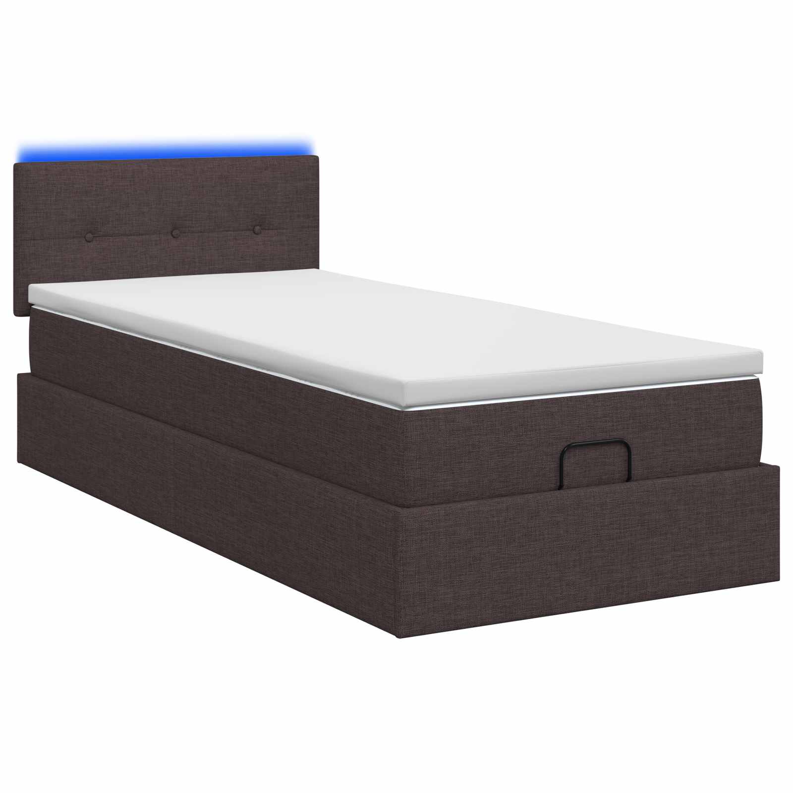 Ottoman Bed met Matrassen en LED Donkerbruin 90 x 190 cm Stof is nu te koop bij PeponiXL, paradijselijk wonen!